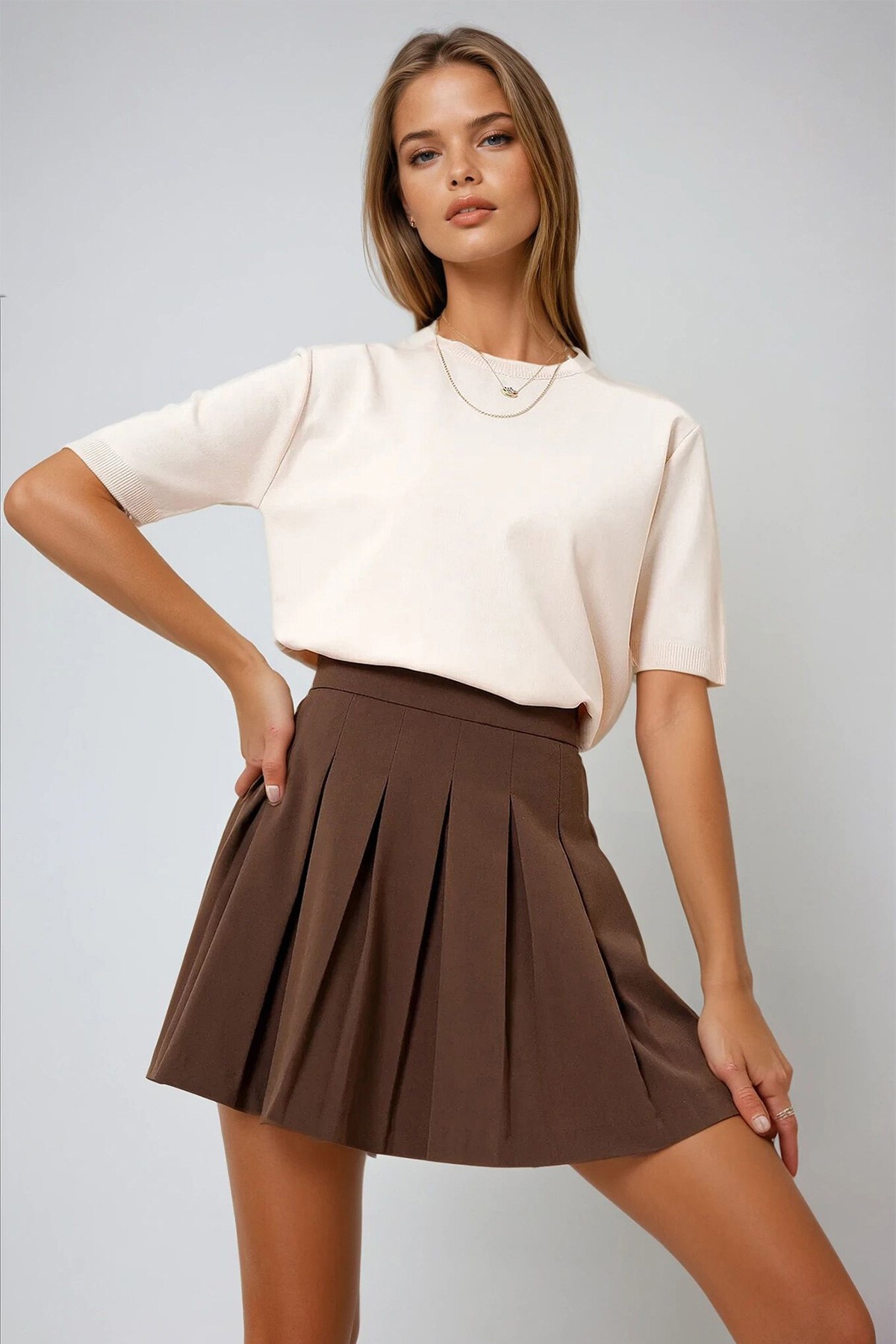 Vanilya Bisiklet Yaka Yarım Kol Triko Bluz