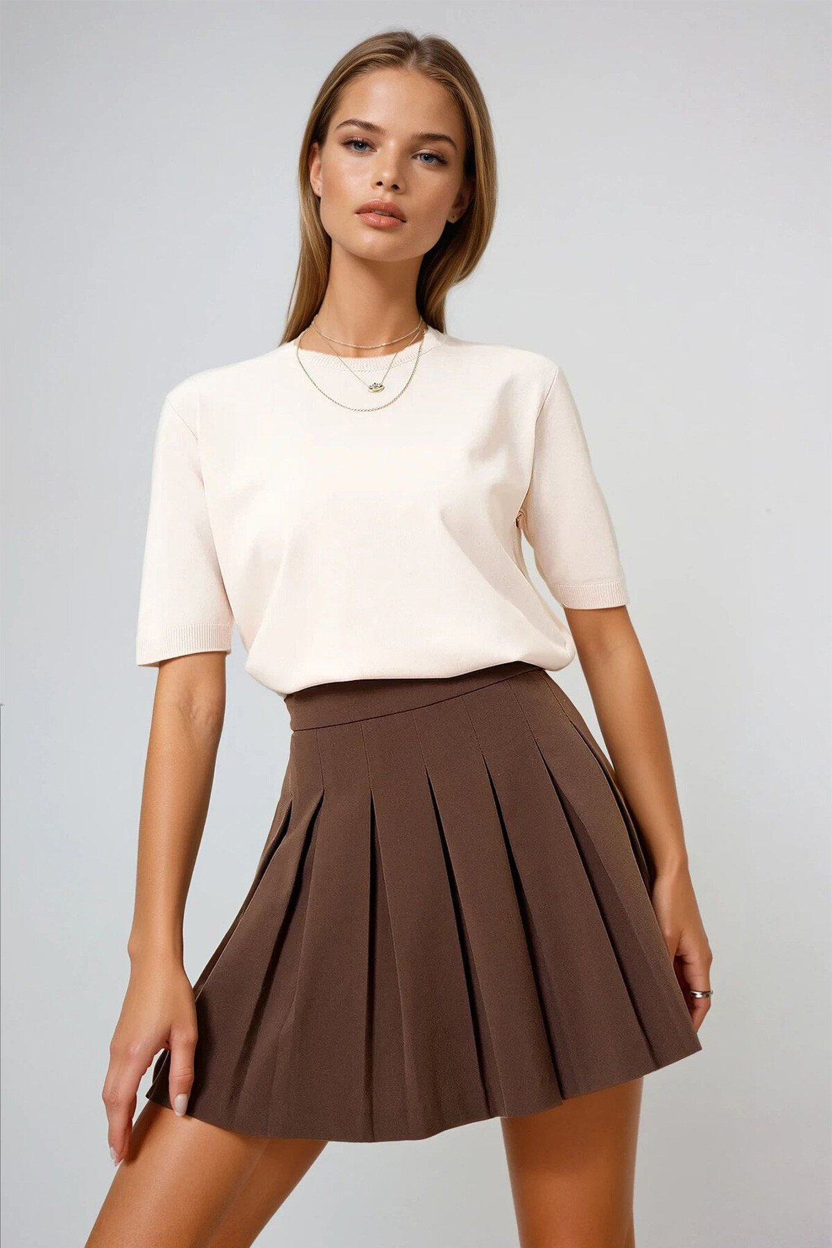 Vanilya Bisiklet Yaka Yarım Kol Triko Bluz