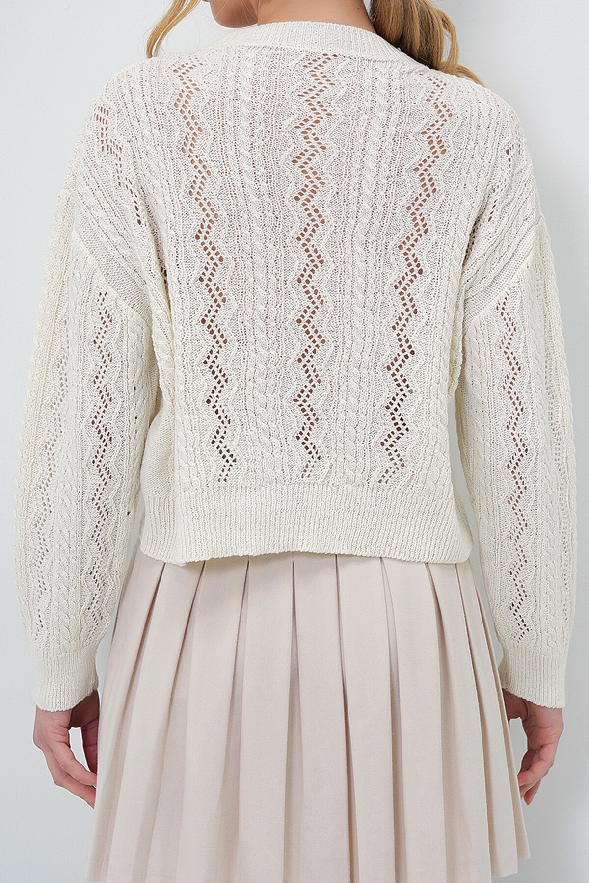 Vanilya Delik Ajurlu Premium Yazlık Triko Hırka