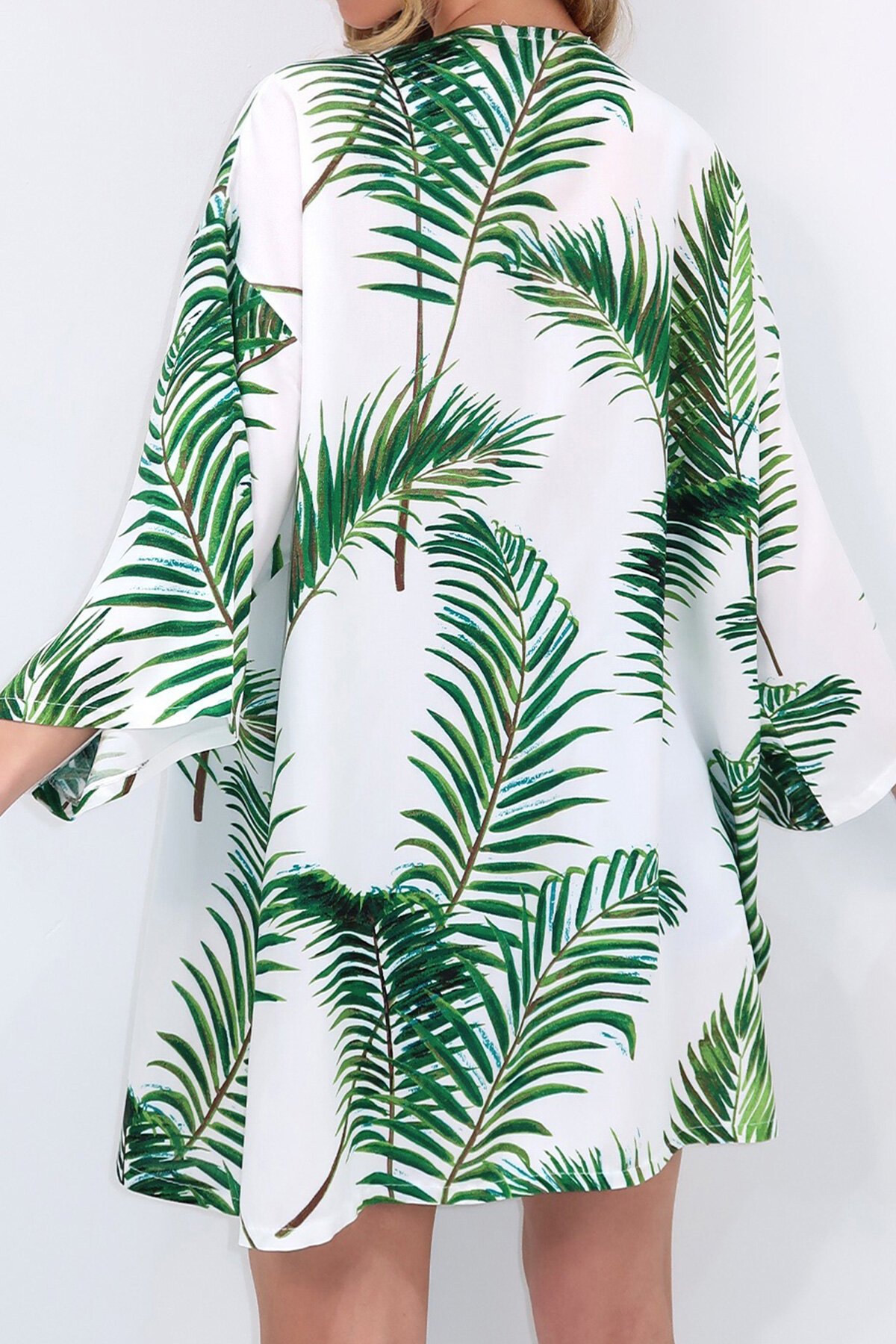 Yeşil Desenli Kimono Ceket