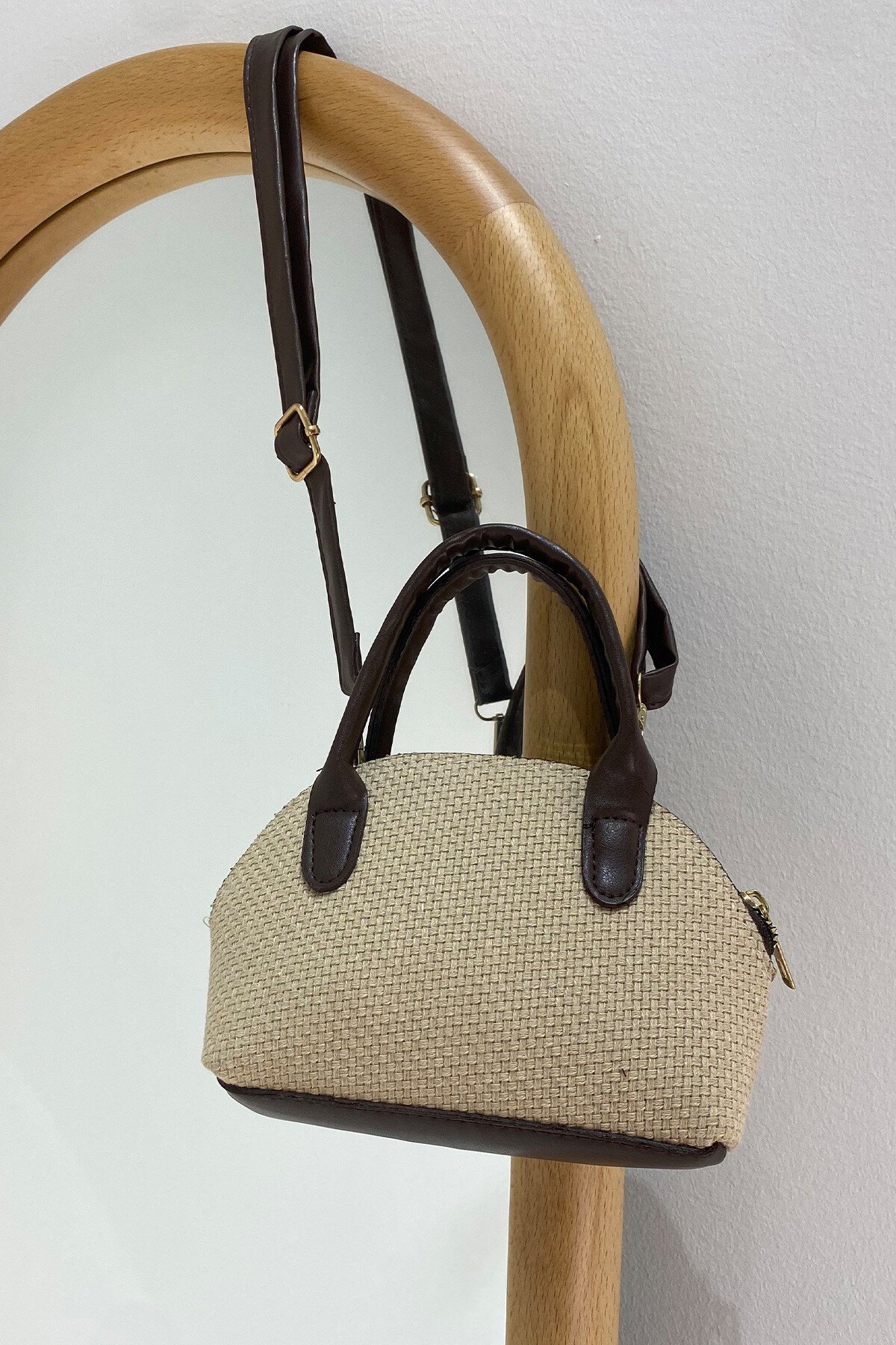 Acı Kahve Mini Çapraz Askılı El Ve Omuz Çantası