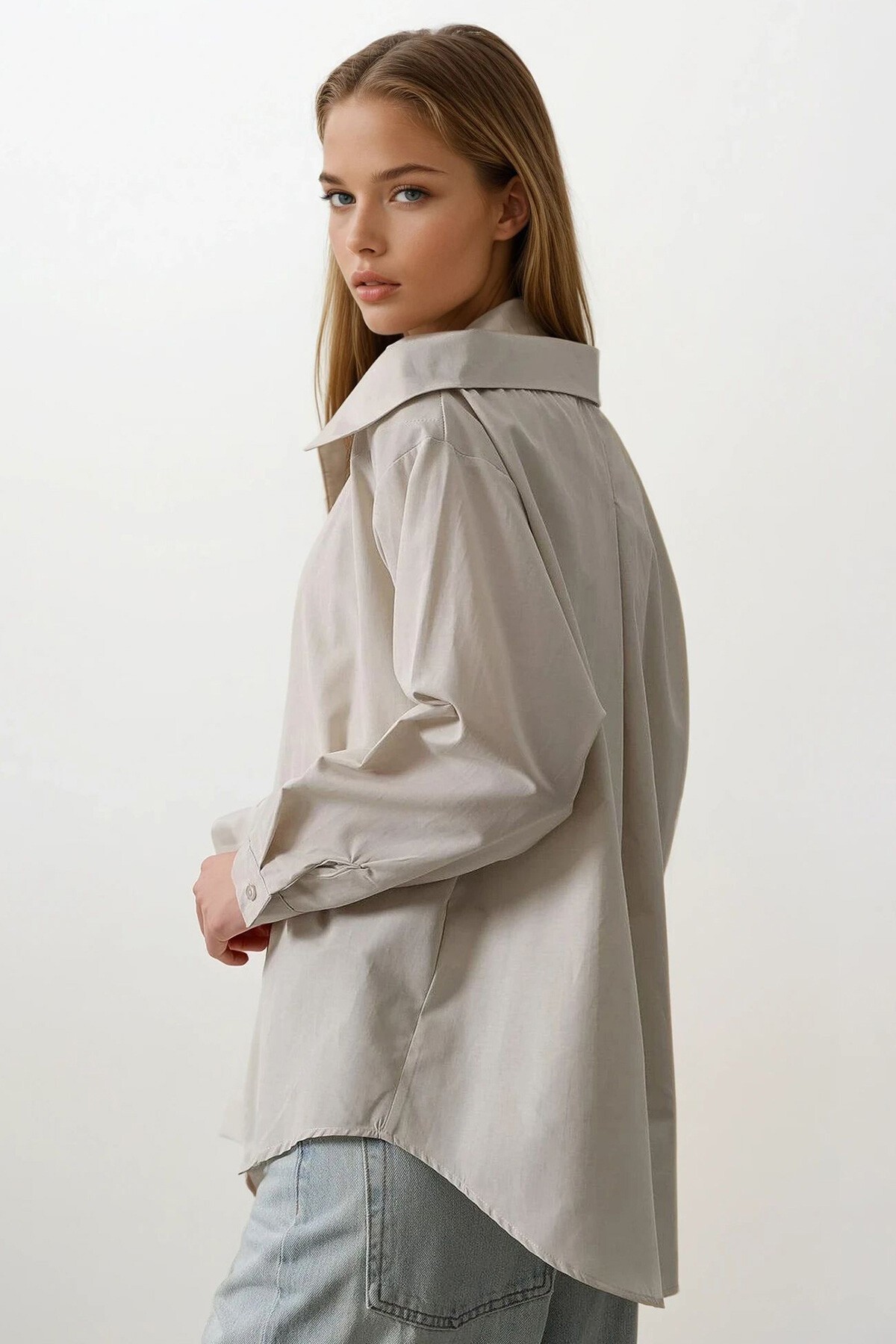 Taş Atletli Oversize Gömlek