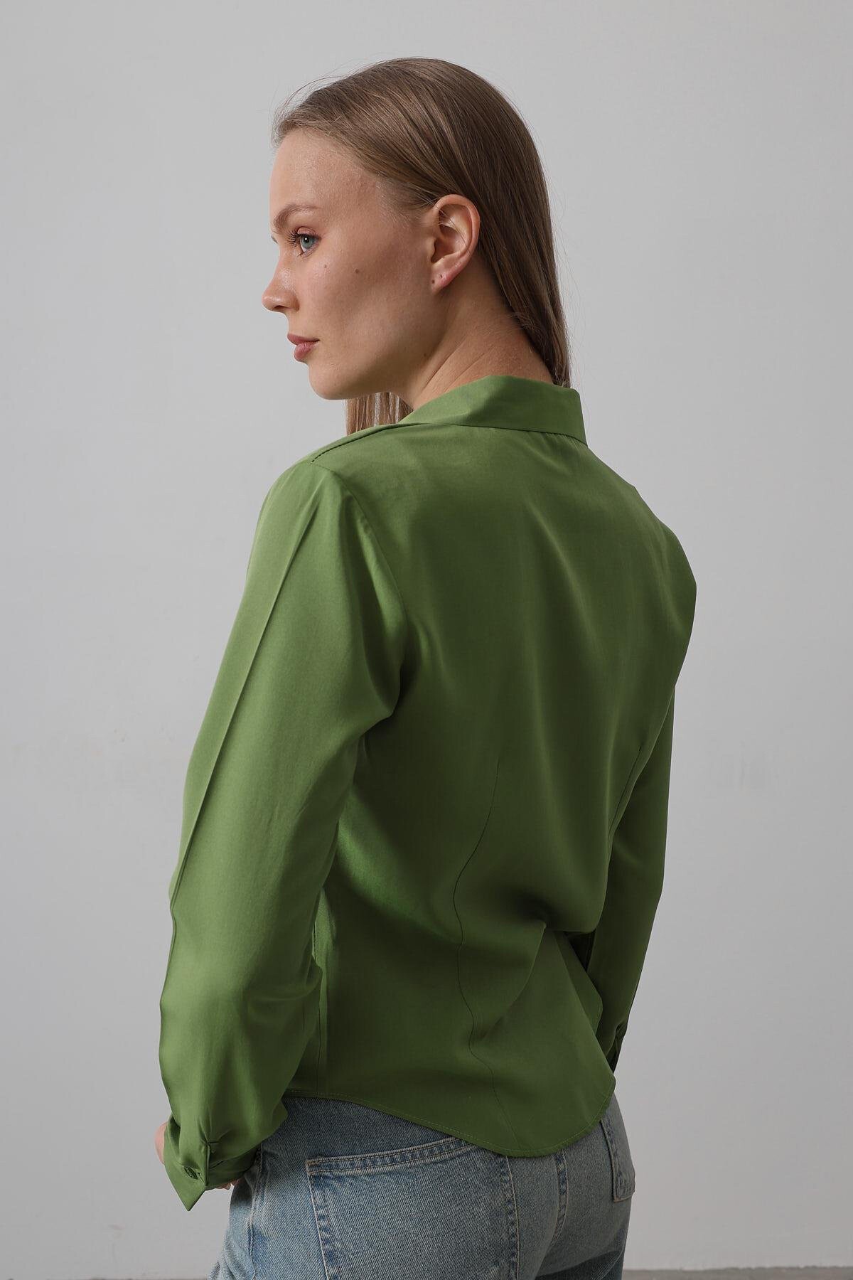 Çağla Yeşili Slim Fit Uzun Kol Basic Gömlek