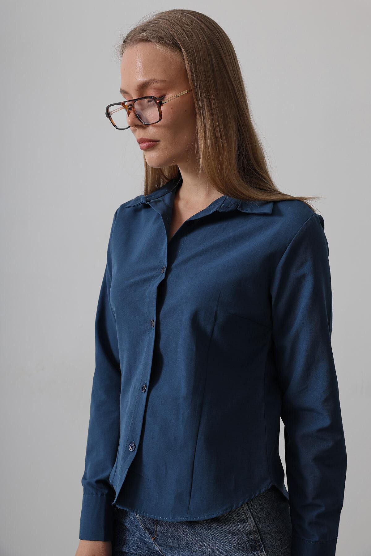 İndigo Slim Fit Uzun Kol Basic Gömlek