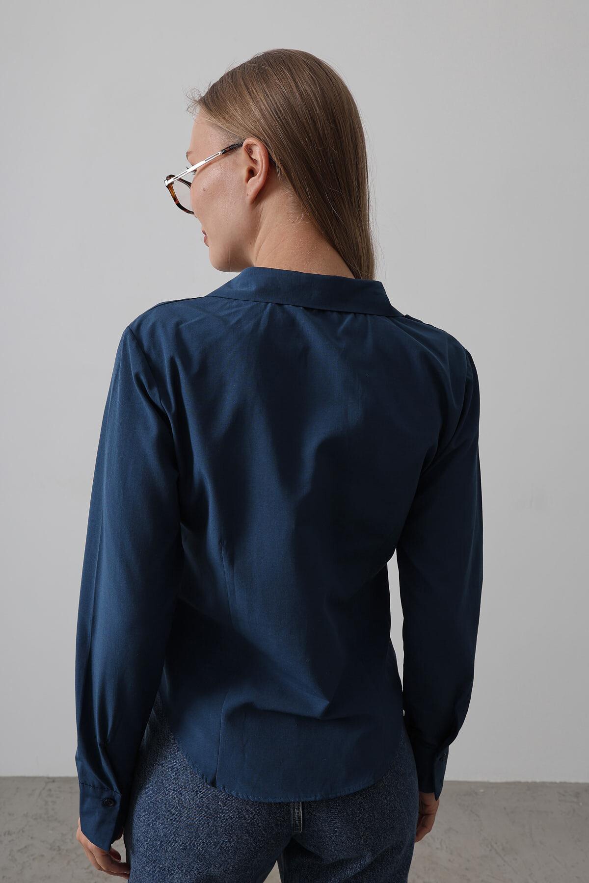 İndigo Slim Fit Uzun Kol Basic Gömlek