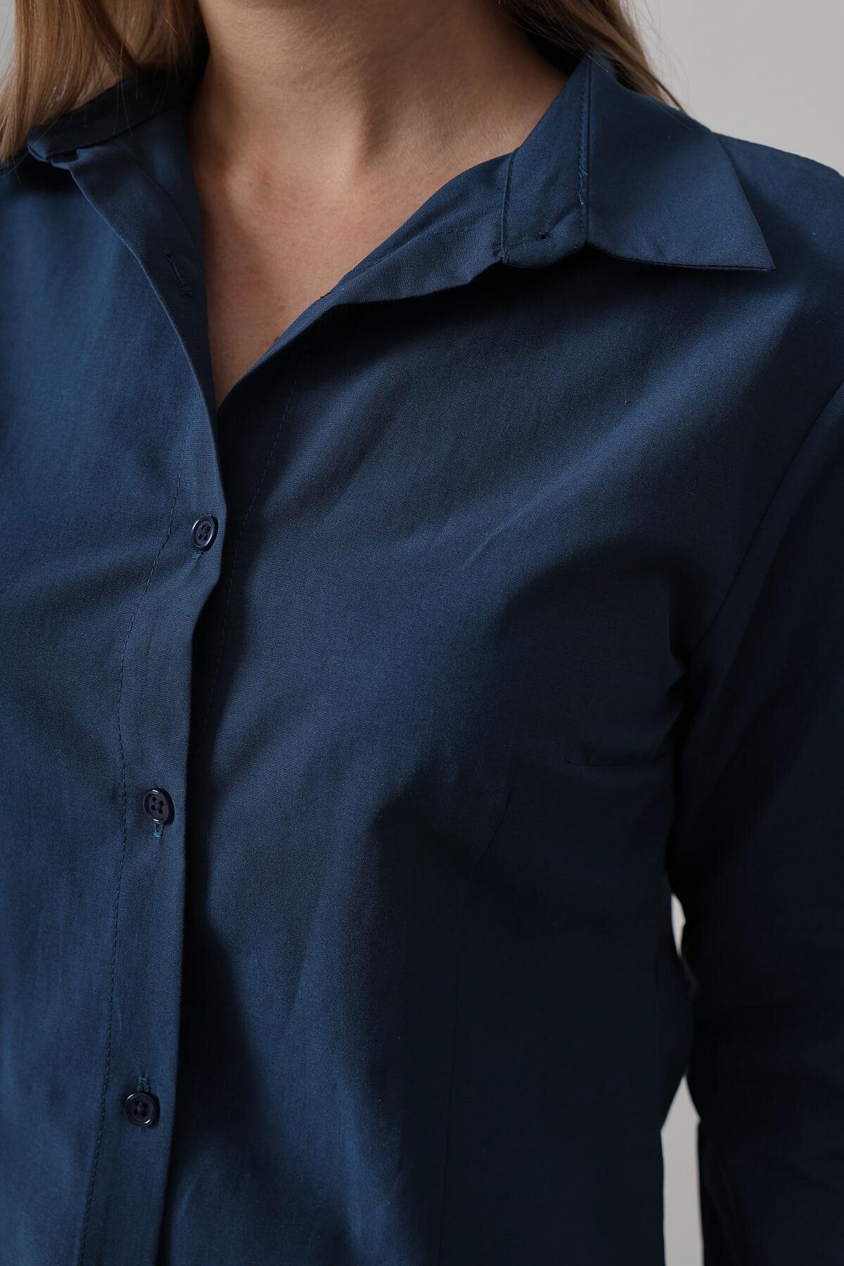 İndigo Slim Fit Uzun Kol Basic Gömlek