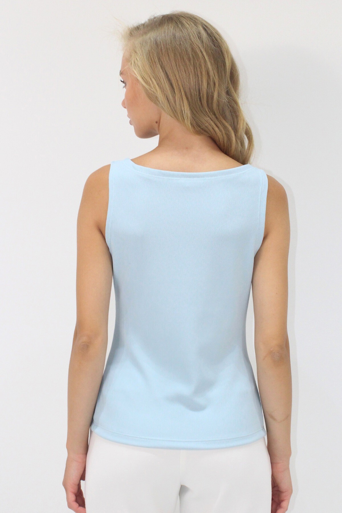 Bebe Mavi Bisiklet Yaka Önü Düğmeli Ottoban Kolsuz Bluz