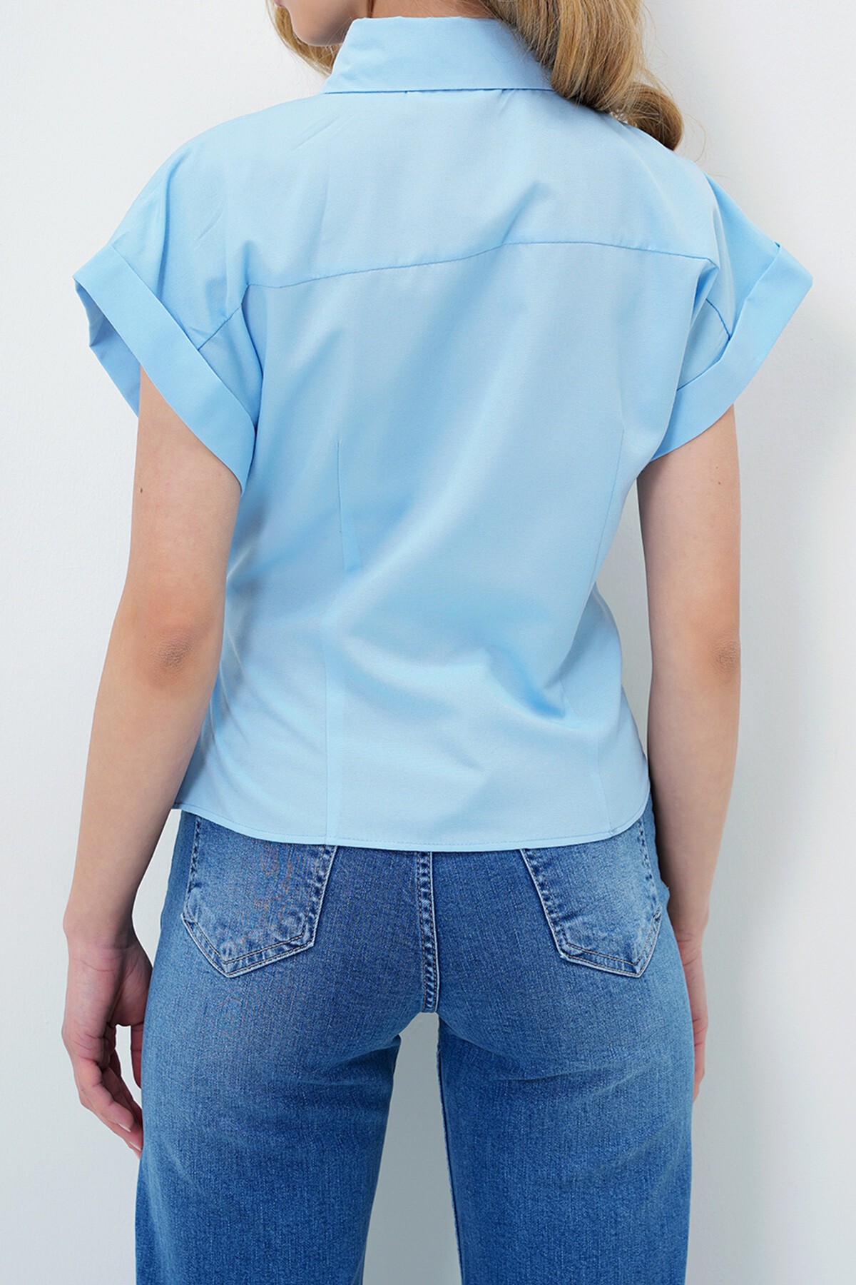 Bebe Mavi Double Kol Bağlama Detaylı Poplin Gömlek