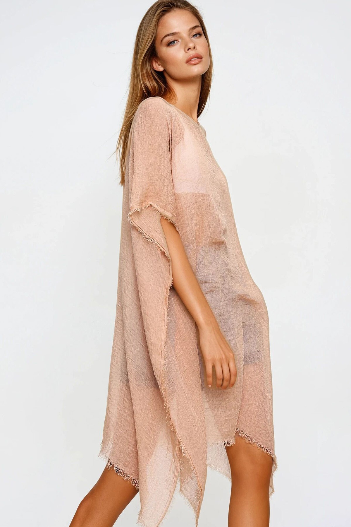 Bisküvi Püskül Detaylı Pamuklu Pareo