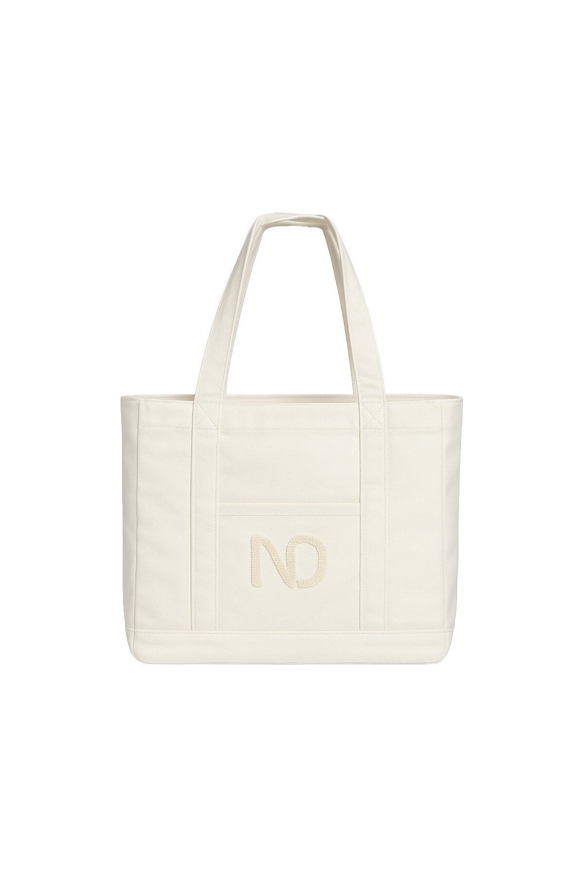 Ekru Cep Detaylı Bez Çanta