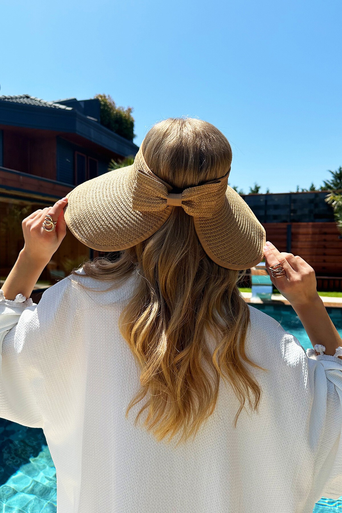 Ekru Hasır Plaj Şapka