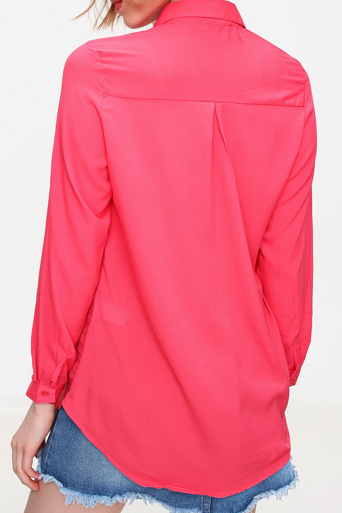 Fuşya Basic Dokuma Gömlek