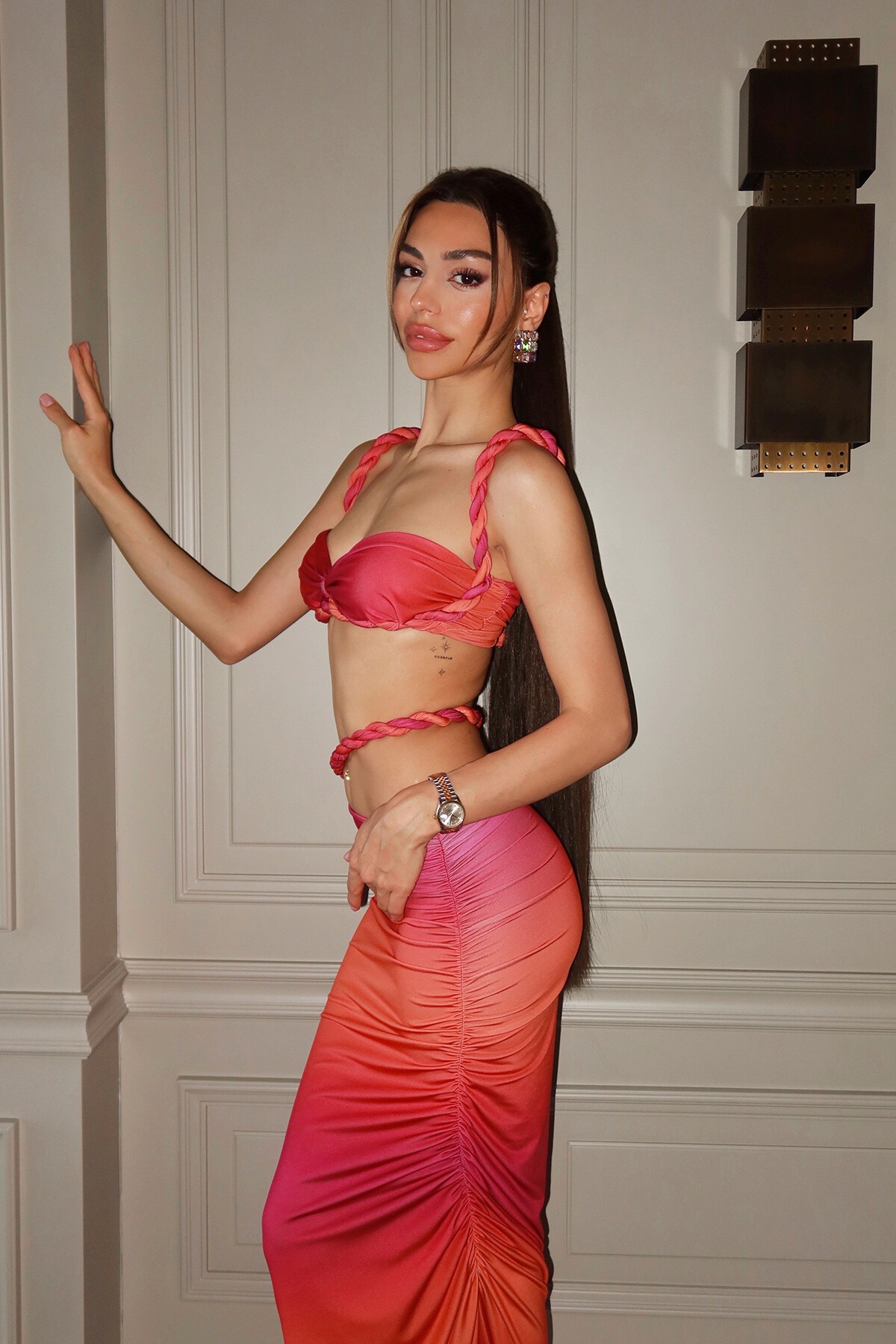 Fuşya Burgu Etek Ve Büstiyer Takım