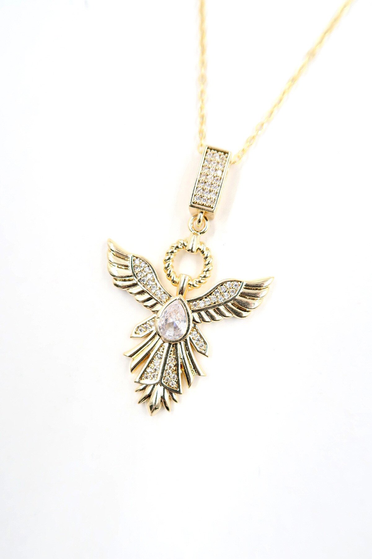 Gold Zirkon Taşlı İkili Zincir Kolye Seti