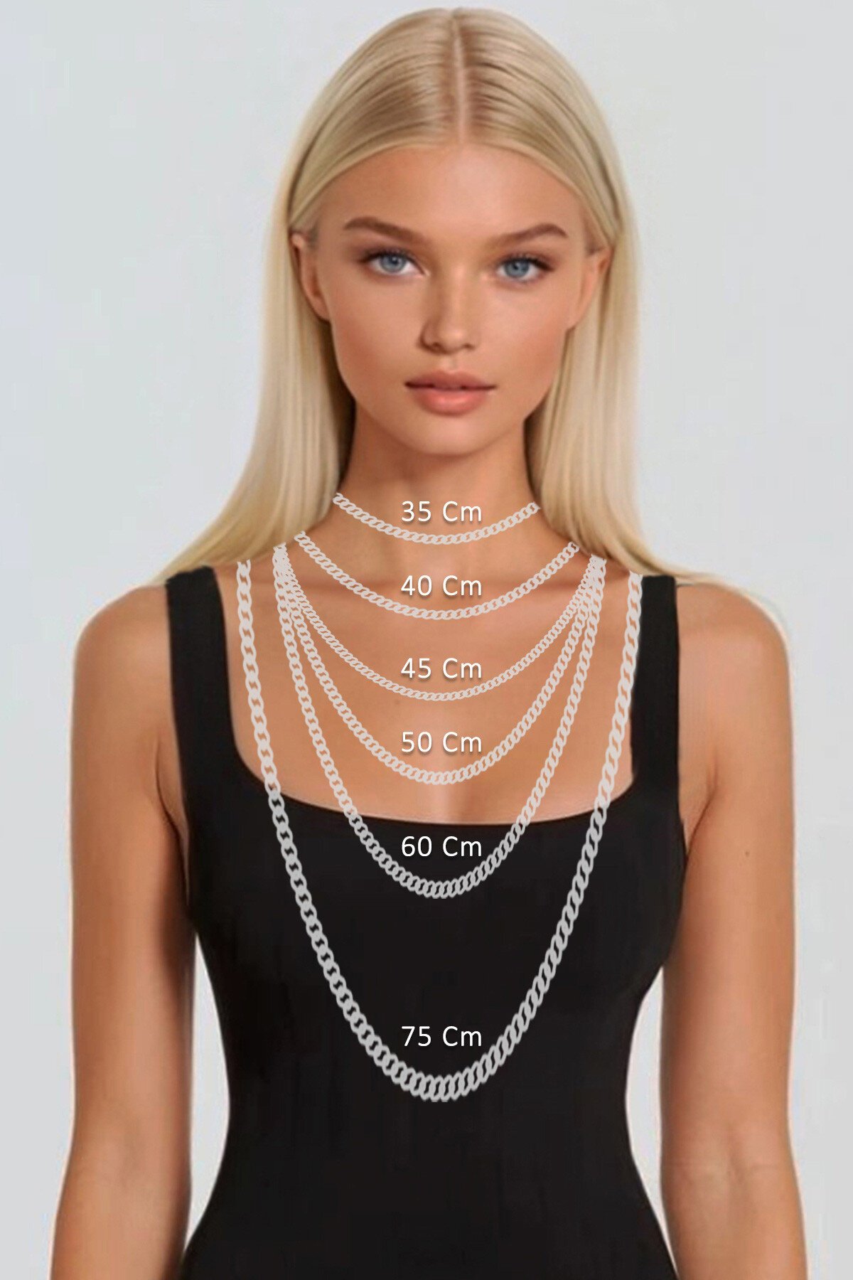 Gold Zirkon Taşlı İkili Zincir Kolye Seti