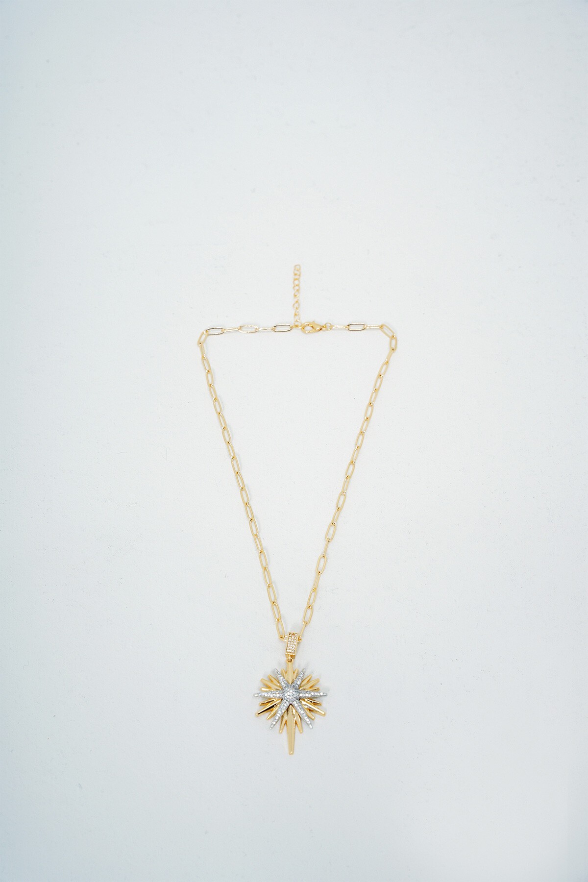 Gold Zirkon Taşlı Kutup Yıldızı Tasarımlı Kolye