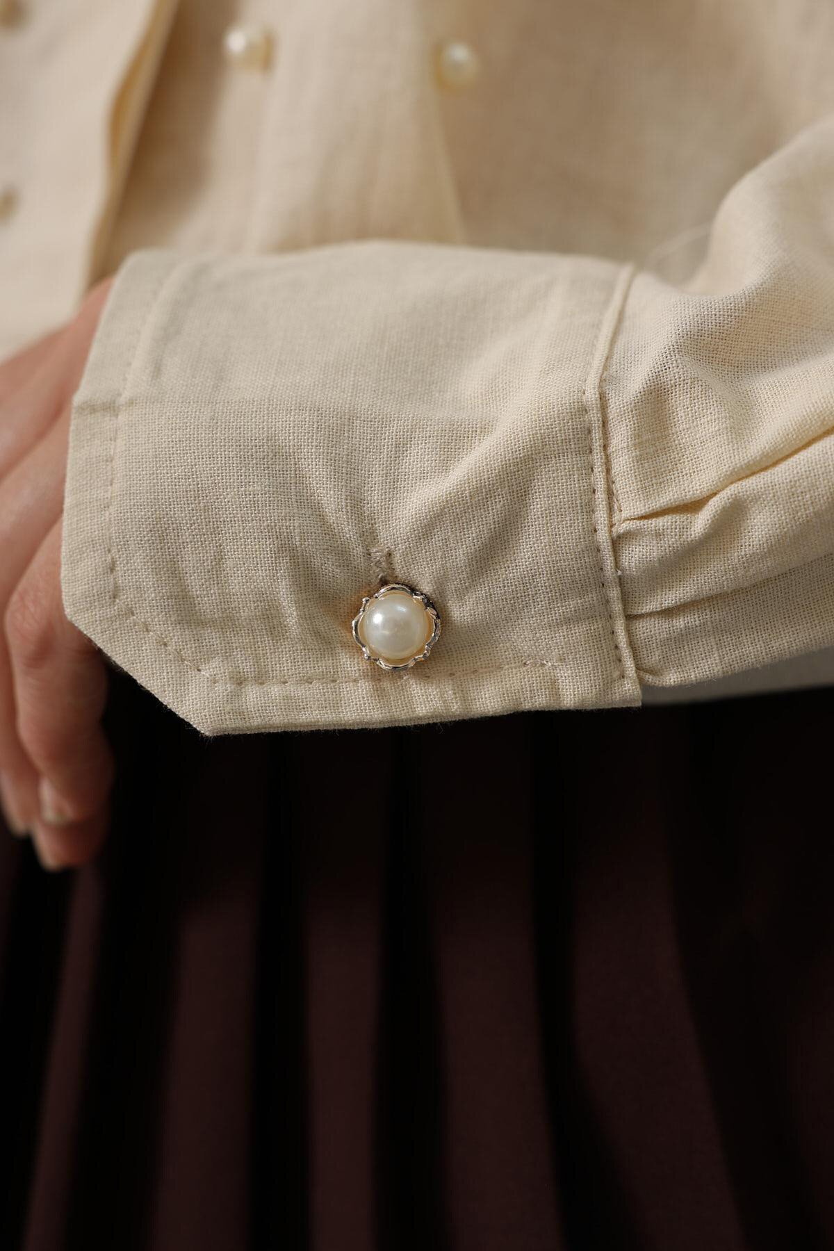 Taş Taş İşlemeli Crop Gömlek