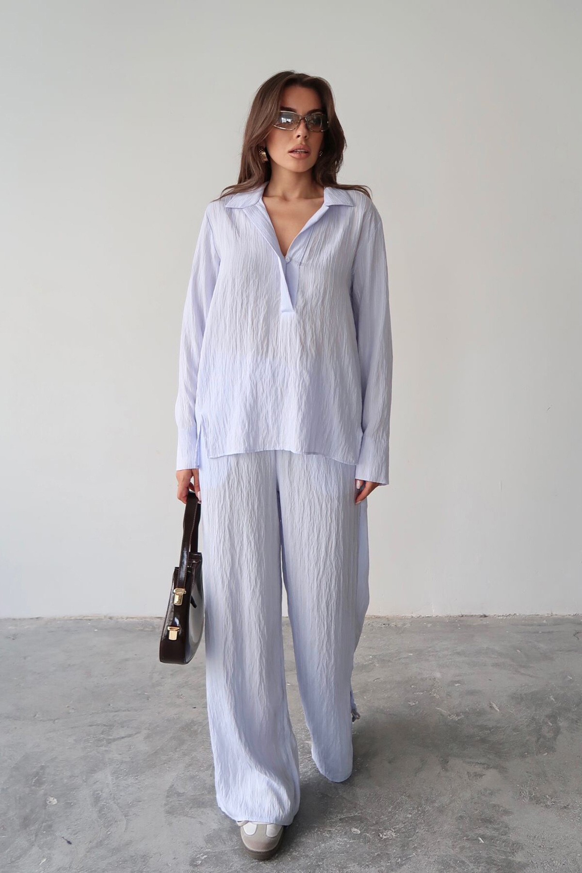 Mavi Gömlek Yaka Bürümcük Alt Üst Takım