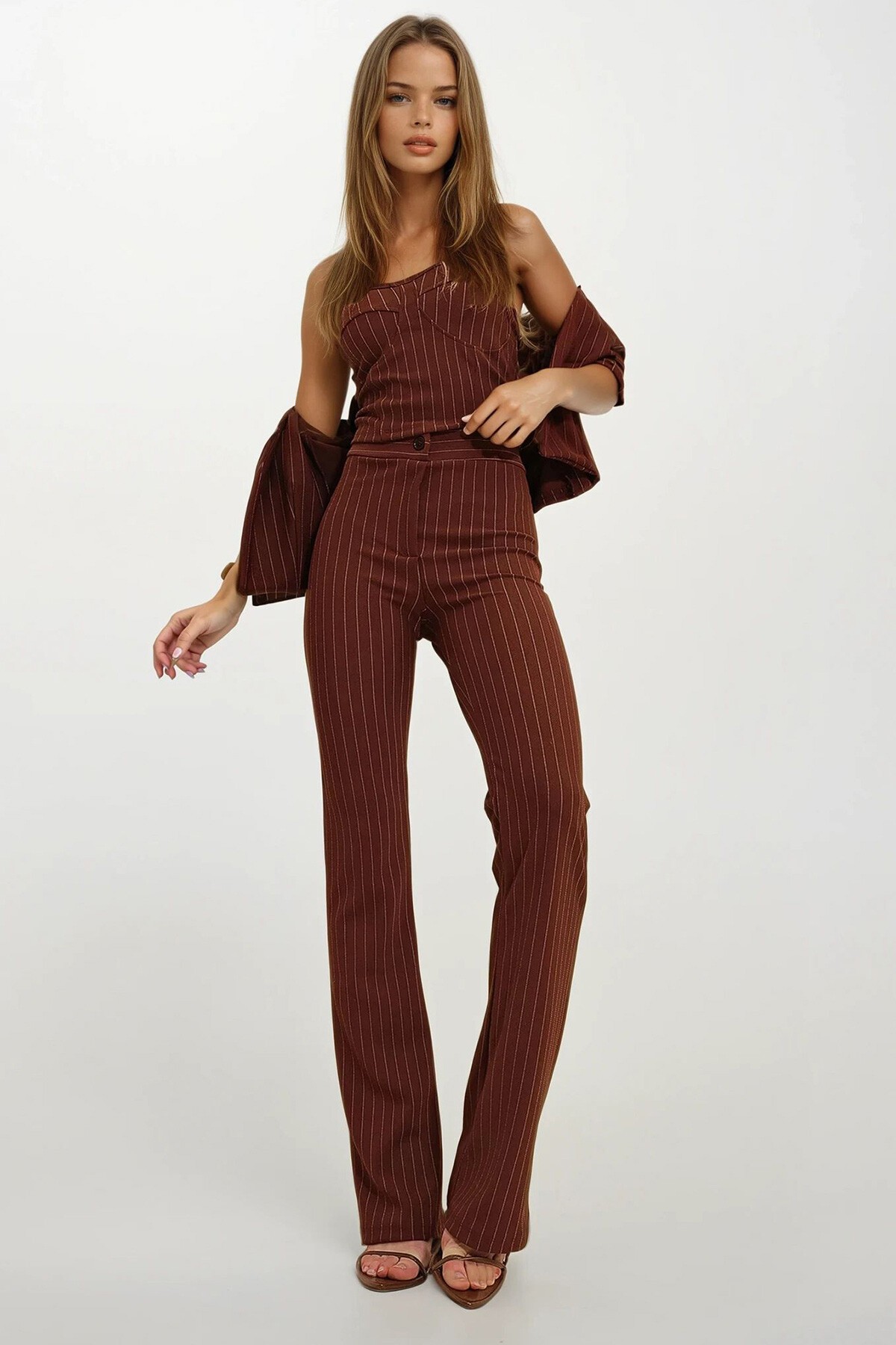 Kahve Çizgili Pantolon