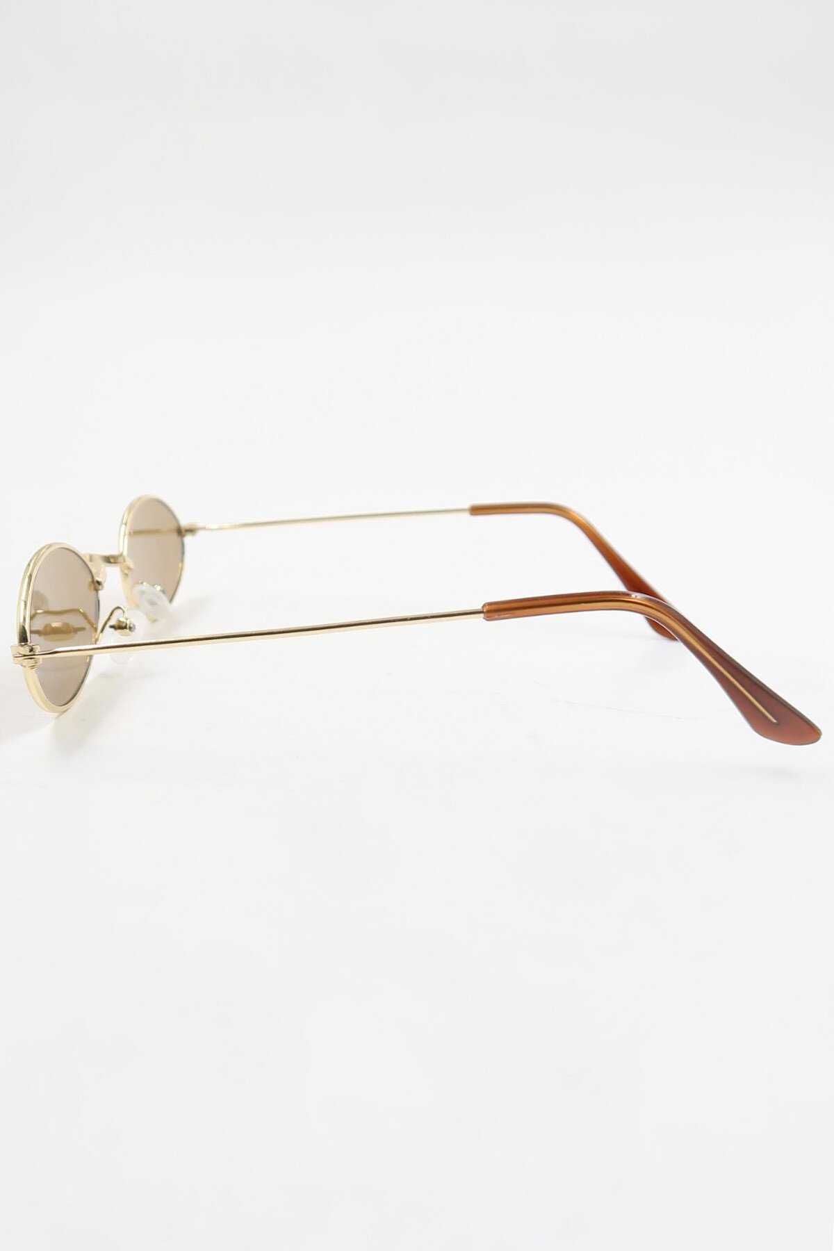 Kahve Oval Şekilli Gold Metal Çerçeveli Güneş Gözlüğü