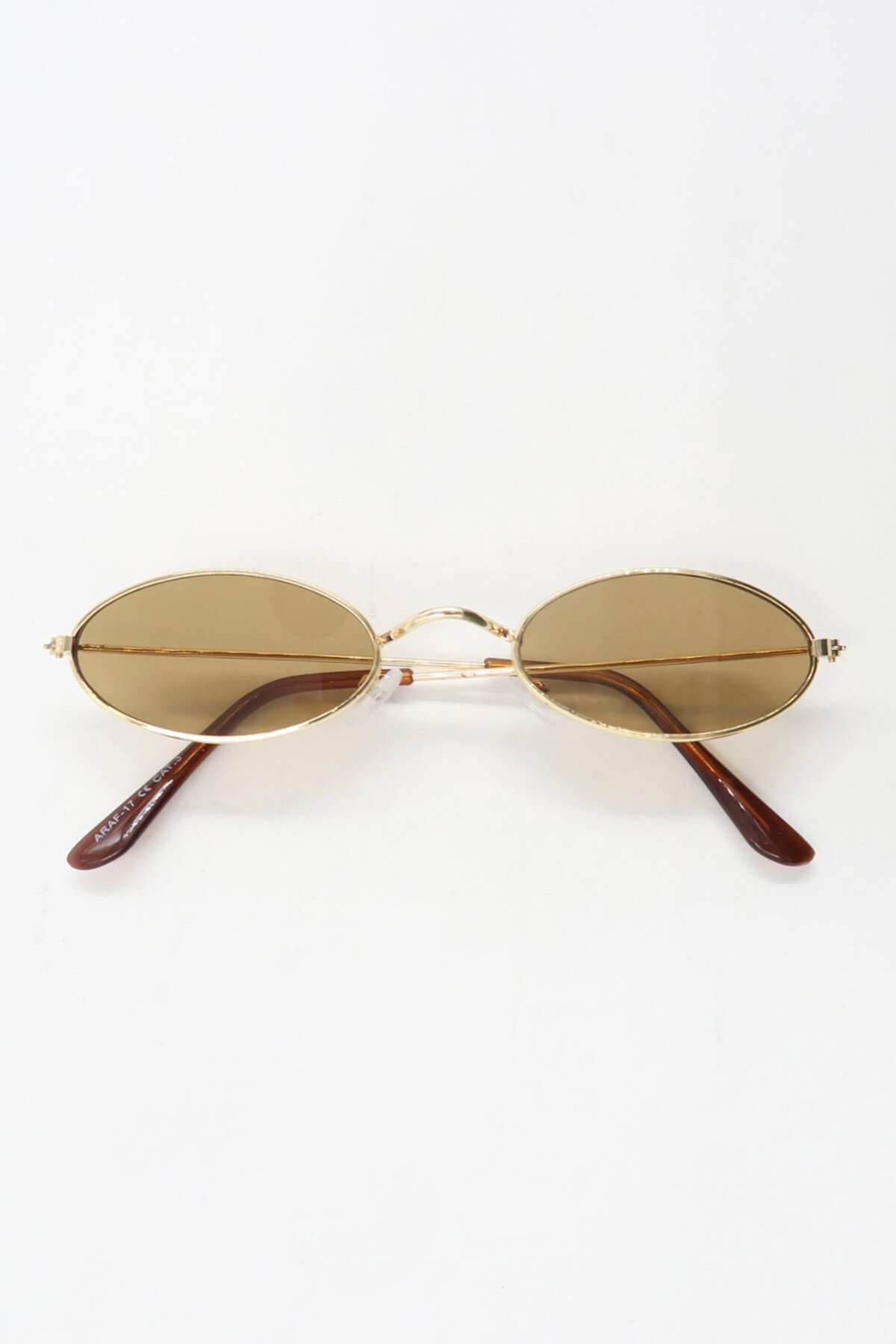 Kahve Oval Şekilli Gold Metal Çerçeveli Güneş Gözlüğü