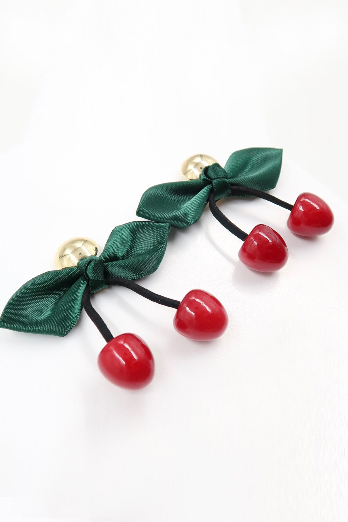 Kırmızı 3 Boyutlu Gold Detaylı Sallantılı Kiraz Küpe