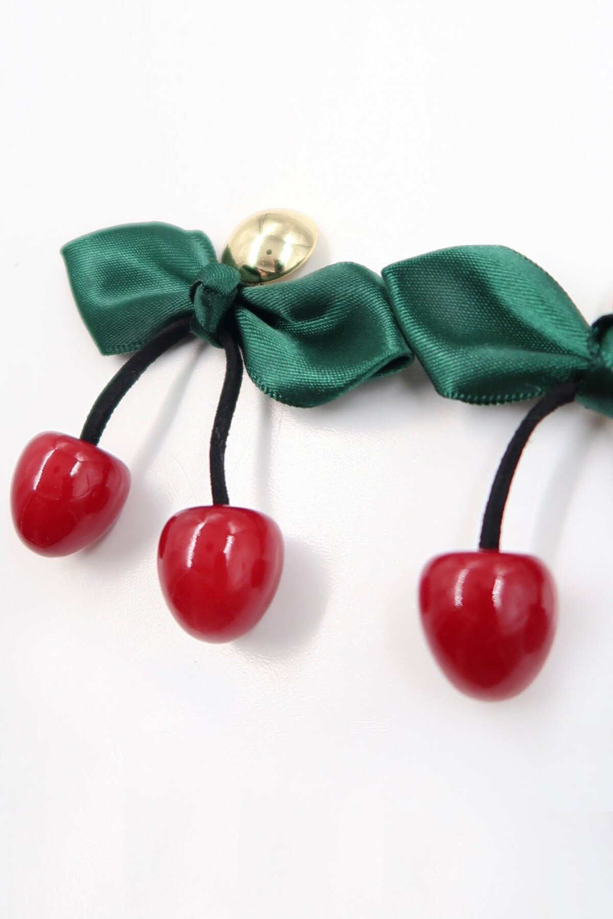 Kırmızı 3 Boyutlu Gold Detaylı Sallantılı Kiraz Küpe