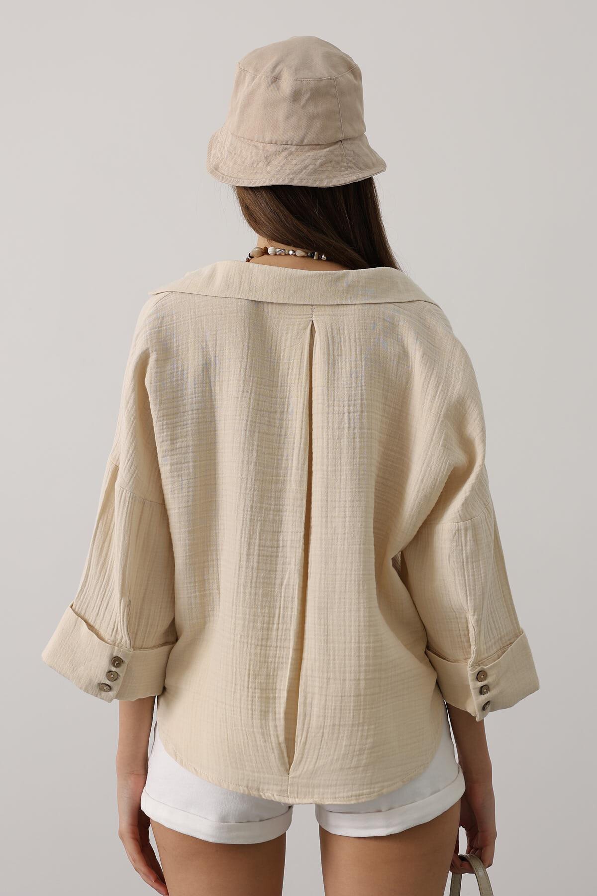 Taş Kolları Duble Müslin Gömlek