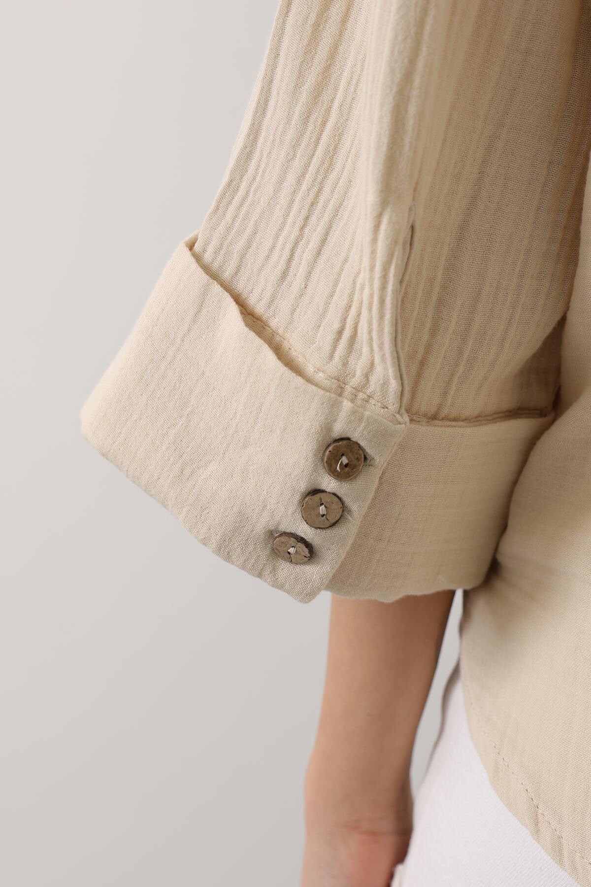 Taş Kolları Duble Müslin Gömlek