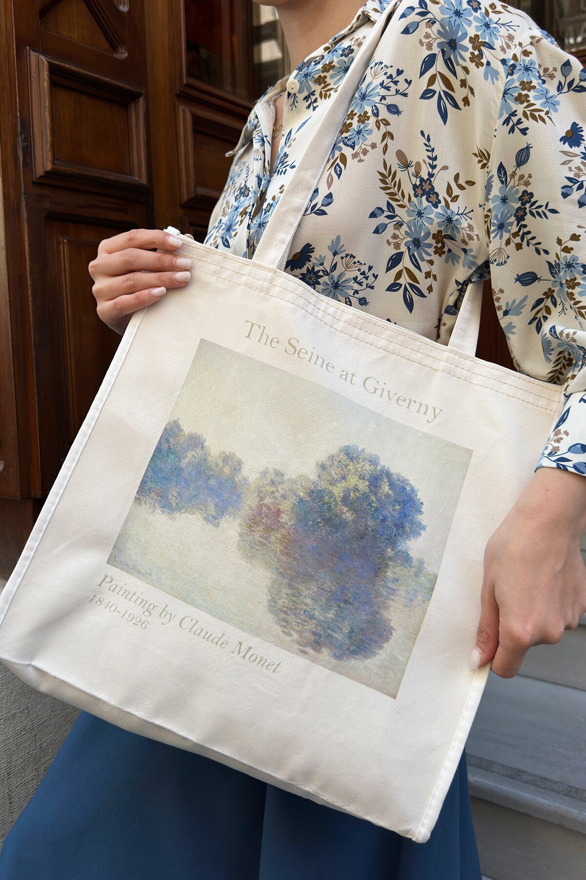 Krem Baskılı Bez Çanta