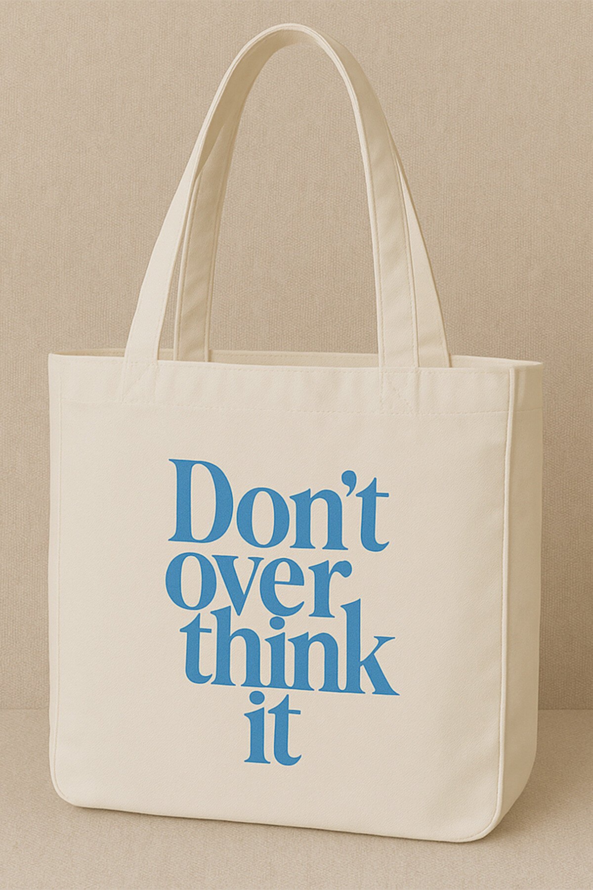 Krem Baskılı Bez Omuz Çantası