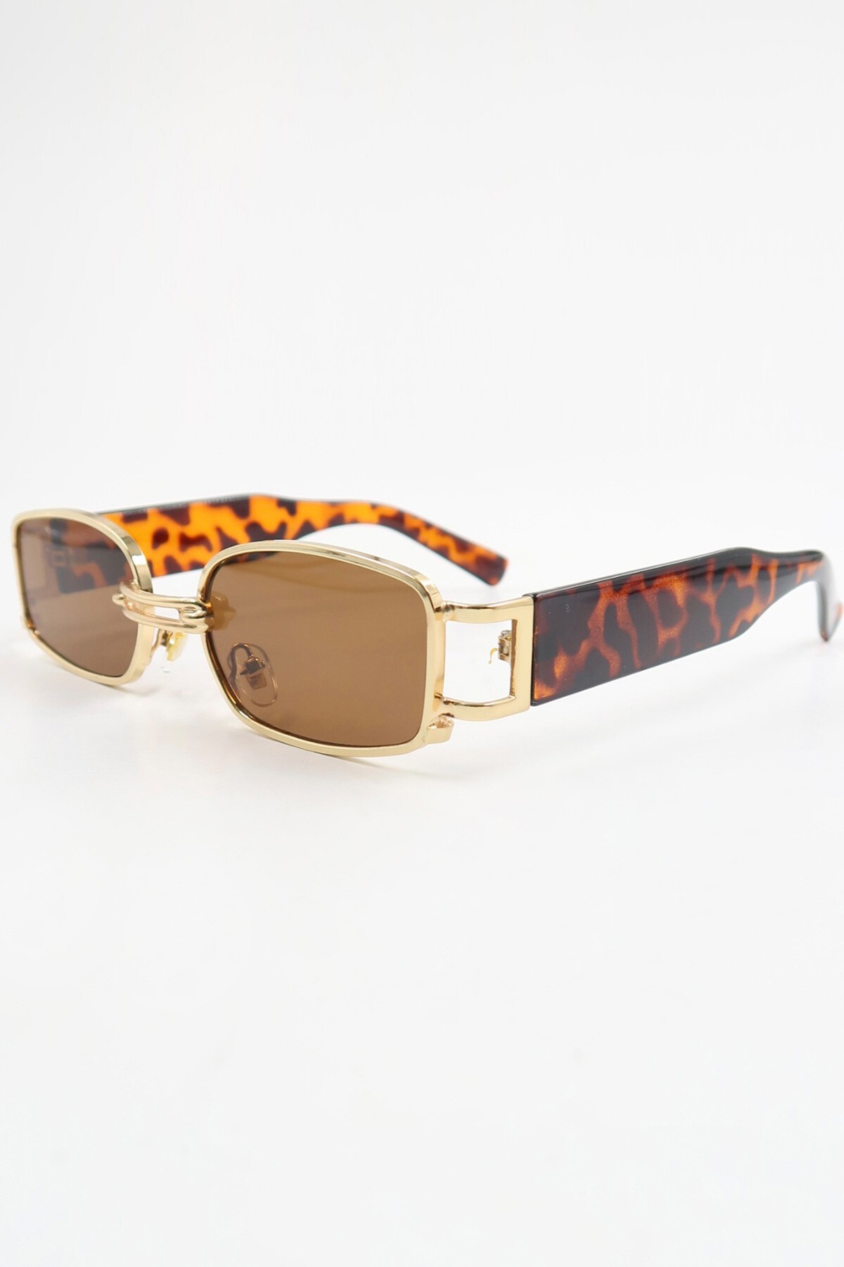 Leopar Metal Çerçeveli Vintage Tasarım Güneş Gözlüğü