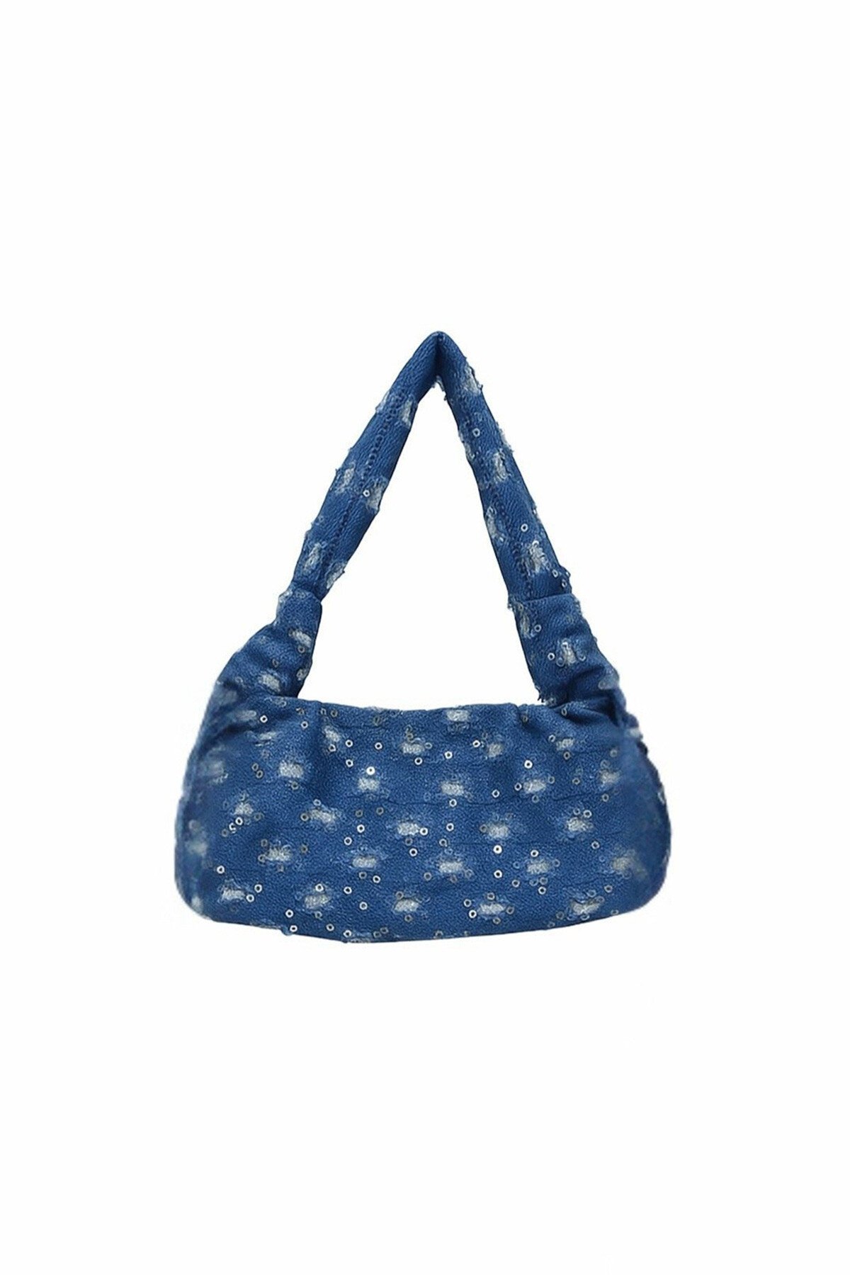 Mavi Püskül Detaylı Zincir Askılı Denim El Ve Omuz Çantası