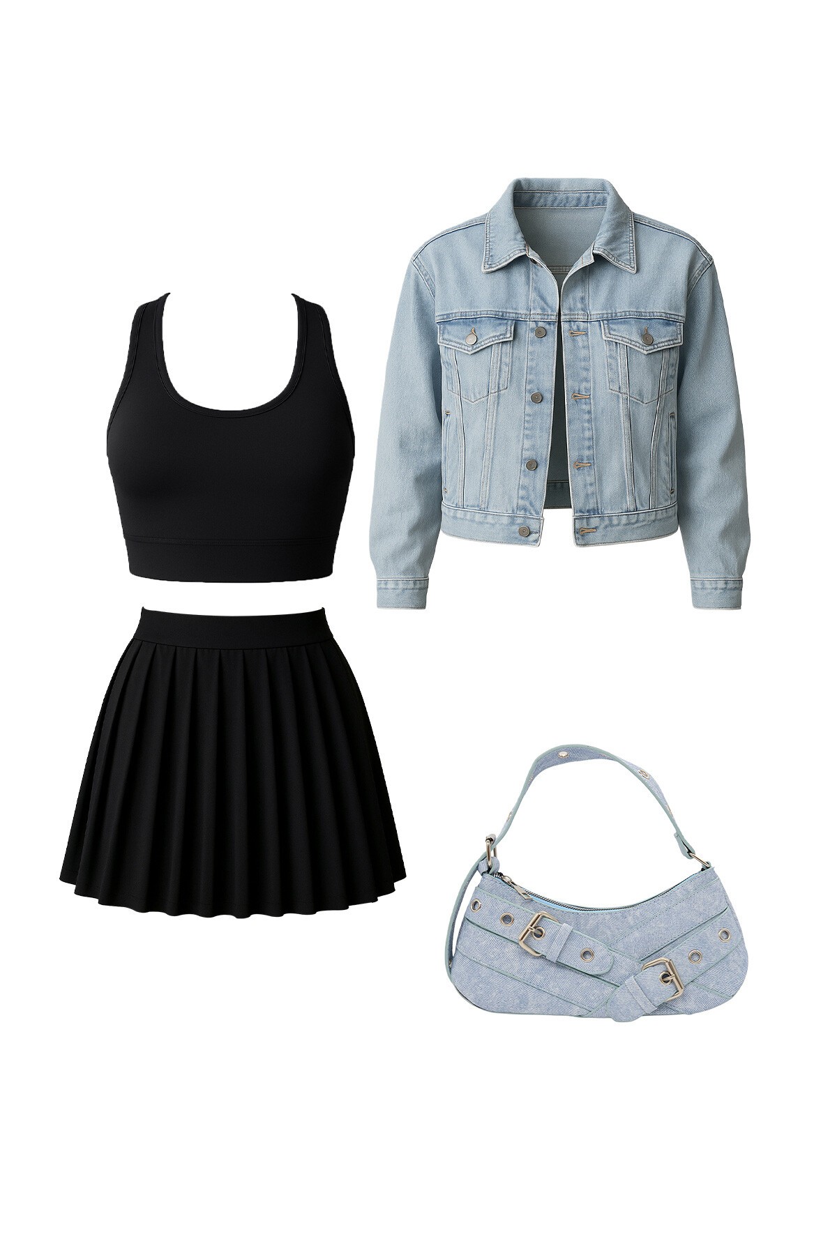 Mix Ceket Bluz Çanta Ve Tayt - Stay Fit V00026