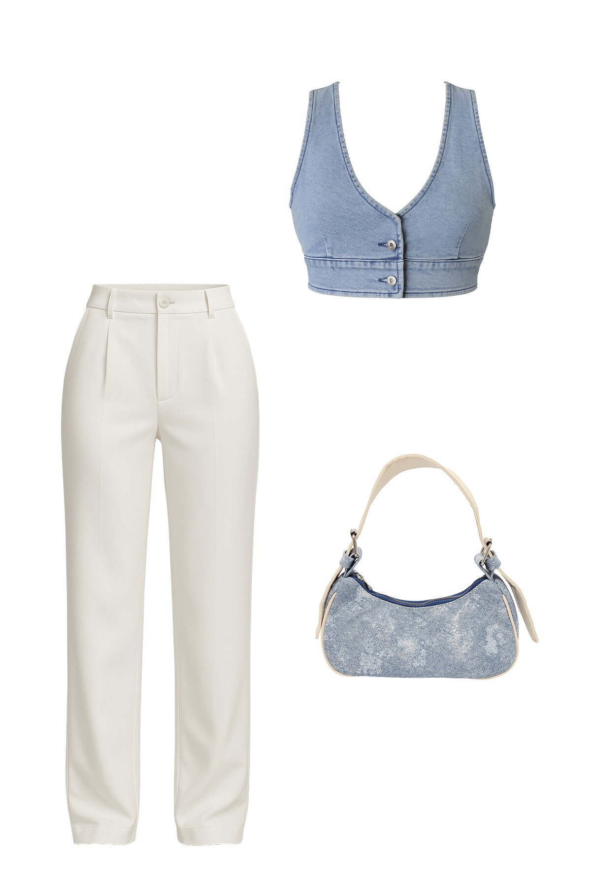 Mix Yelek Pantolon Çanta - Denim Verse V00002