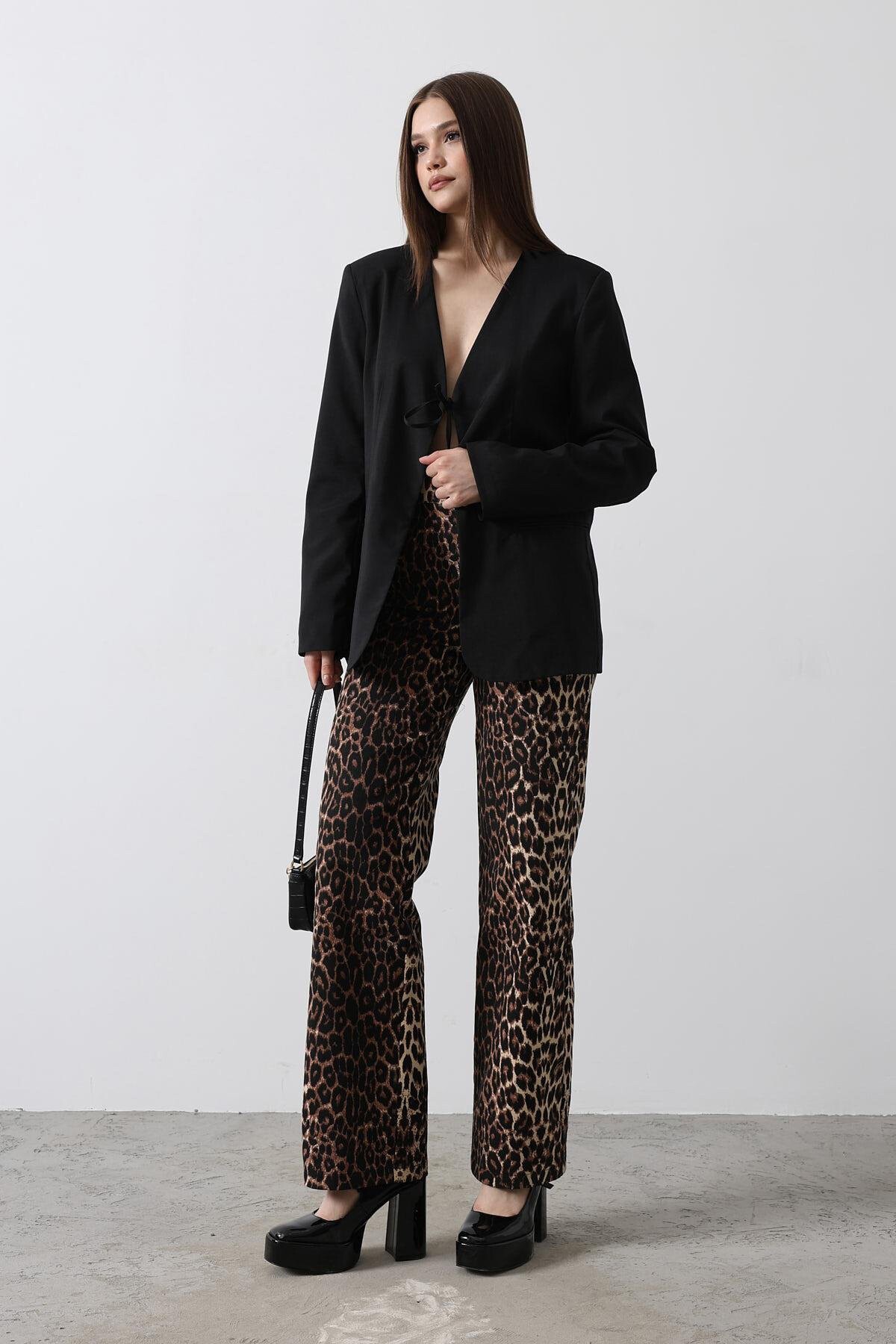 Siyah Önü Bağlamalı Oversize Blazer Ceket