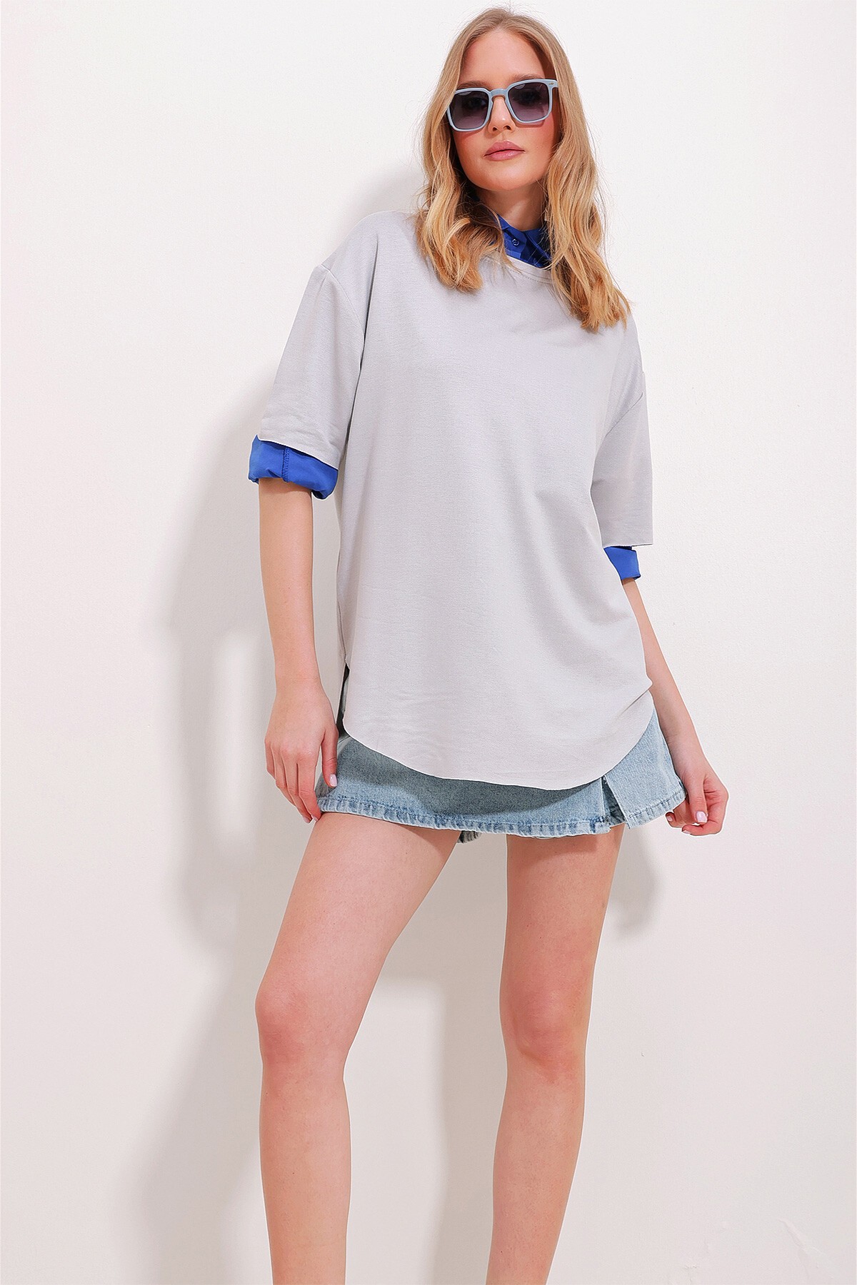 Siyah Gri Bisiklet Yaka 2Li Paket Oval Kesim Modal T-Shirt