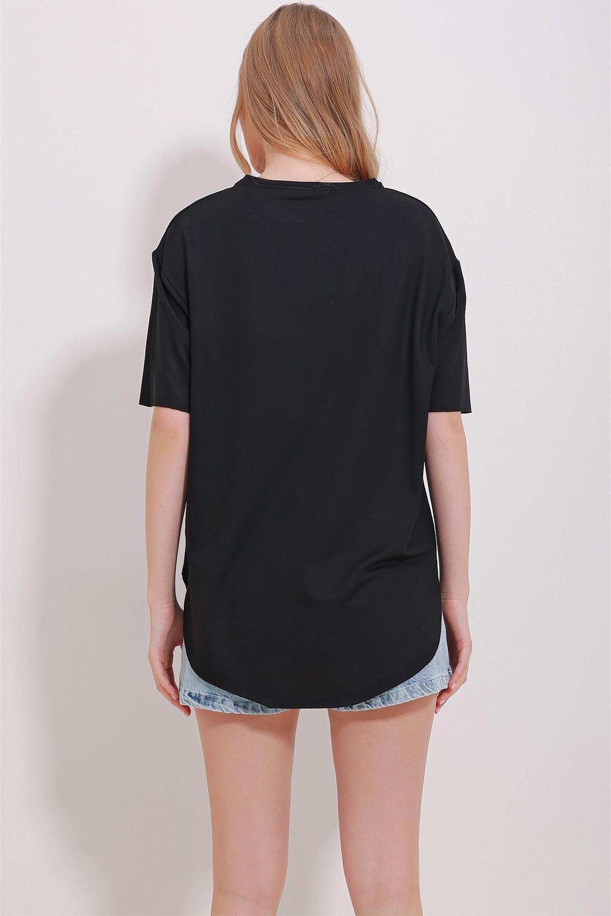 Siyah Gri Bisiklet Yaka 2Li Paket Oval Kesim Modal T-Shirt