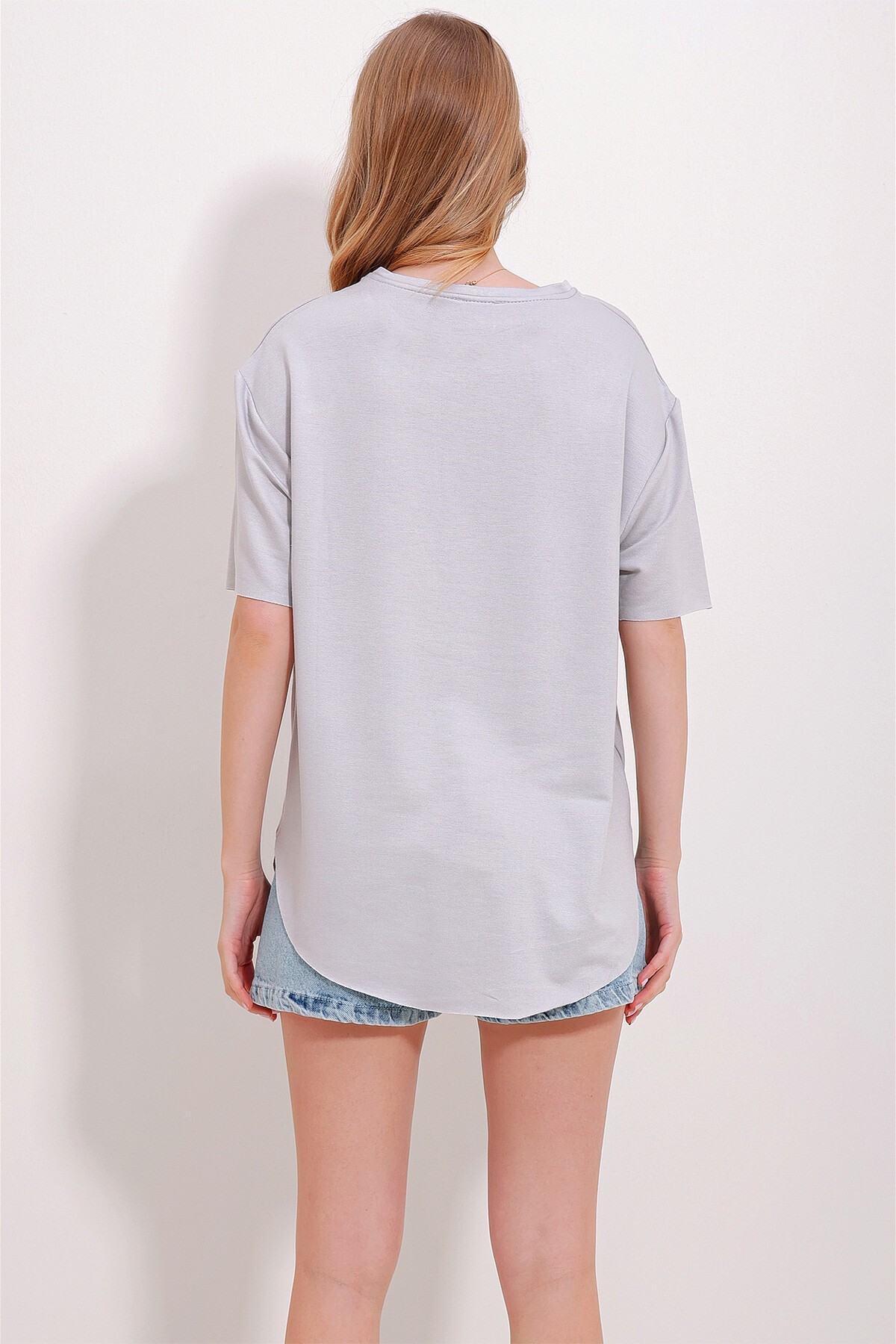 Siyah Gri Bisiklet Yaka 2Li Paket Oval Kesim Modal T-Shirt