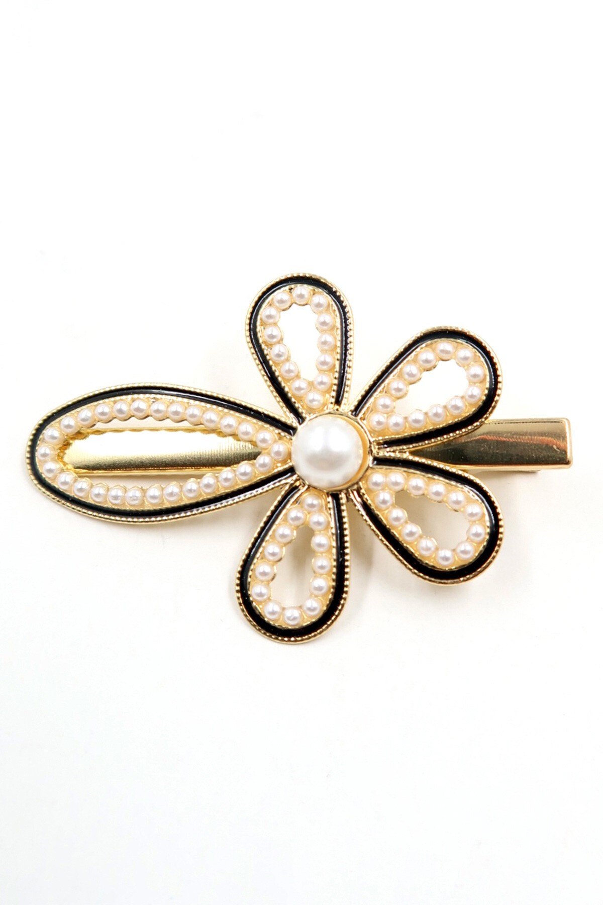 Siyah İncili Charm Detaylı Tasarım 5Li Saç Tokası Seti