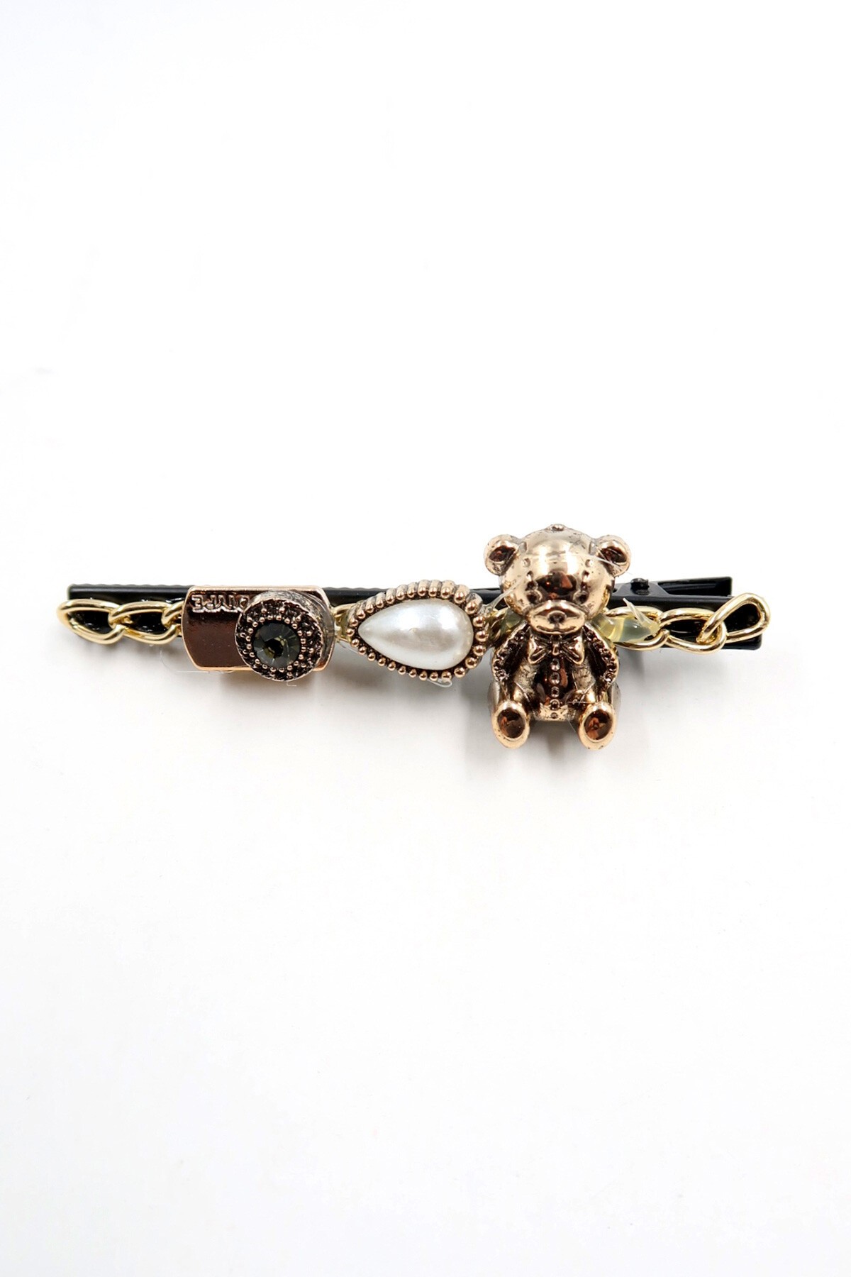 Siyah İncili Charm Detaylı Tasarım 5Li Saç Tokası Seti