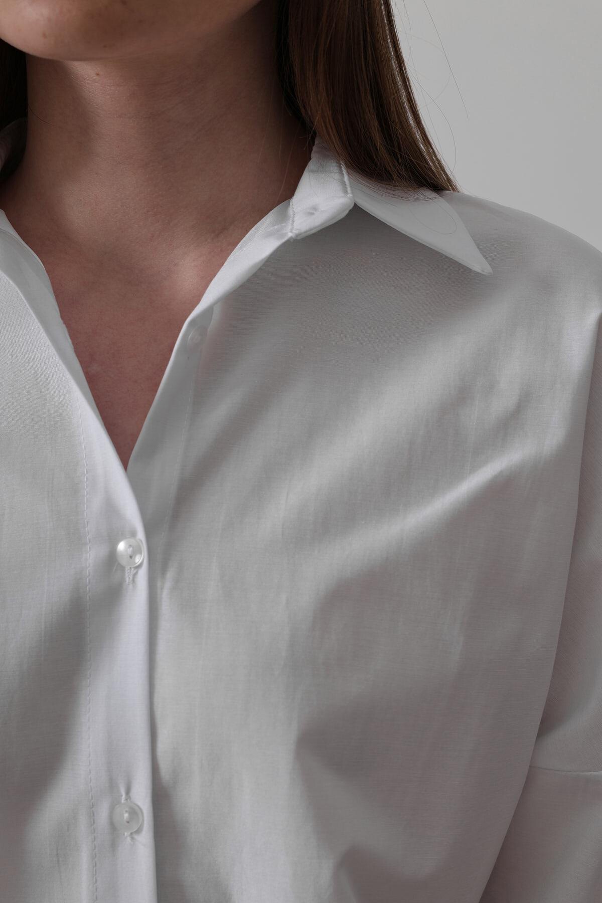 Beyaz Uzun Kol Oversize Gömlek