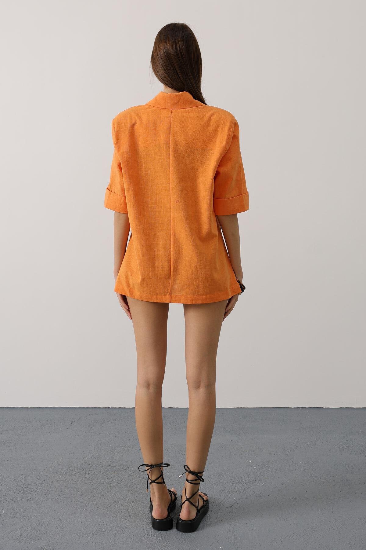 Oranj Yarım Kol Oversize Yırtmaçlı Ceket