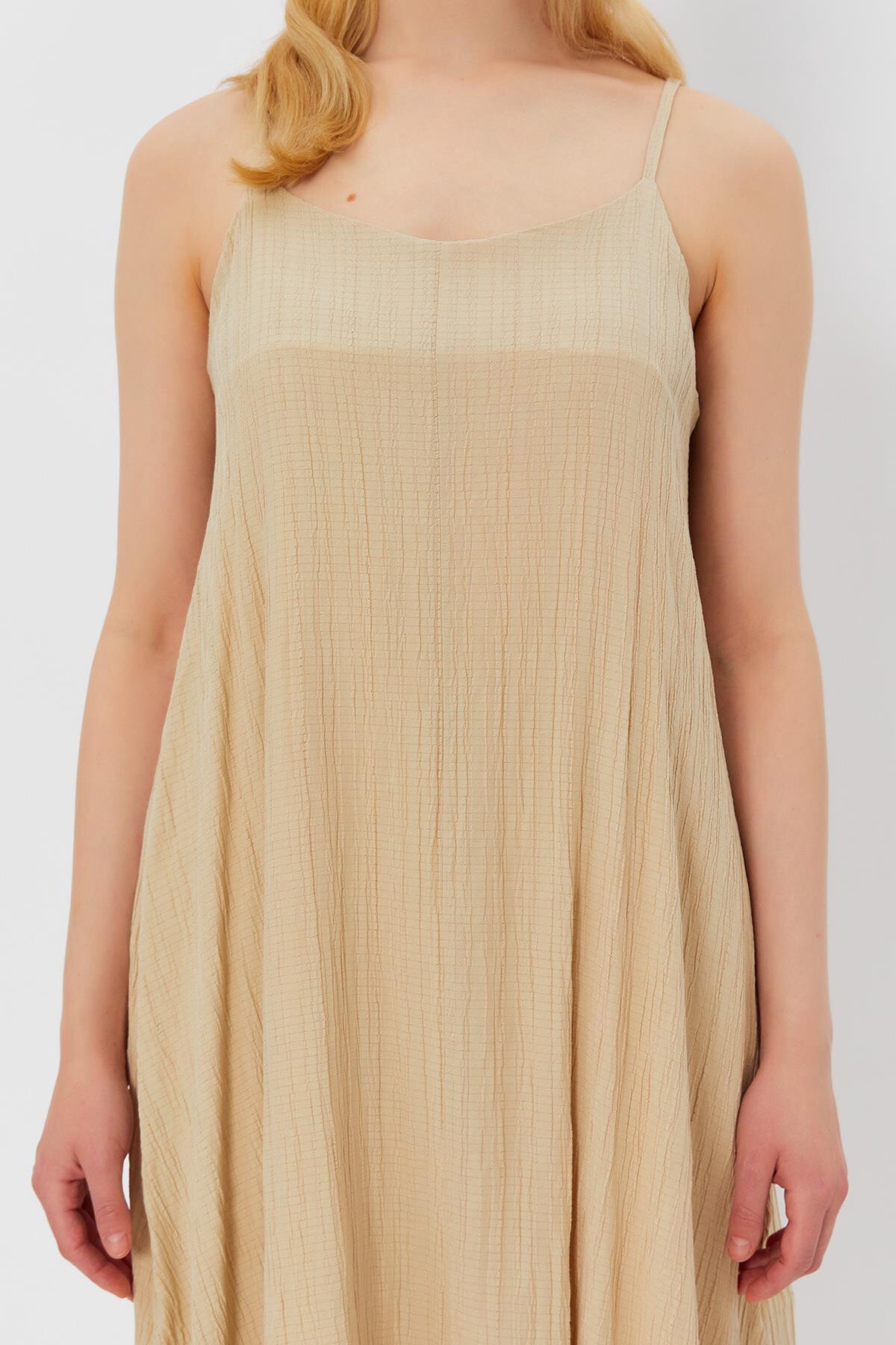 Taş İnce Askılı Midi Boy Elbise