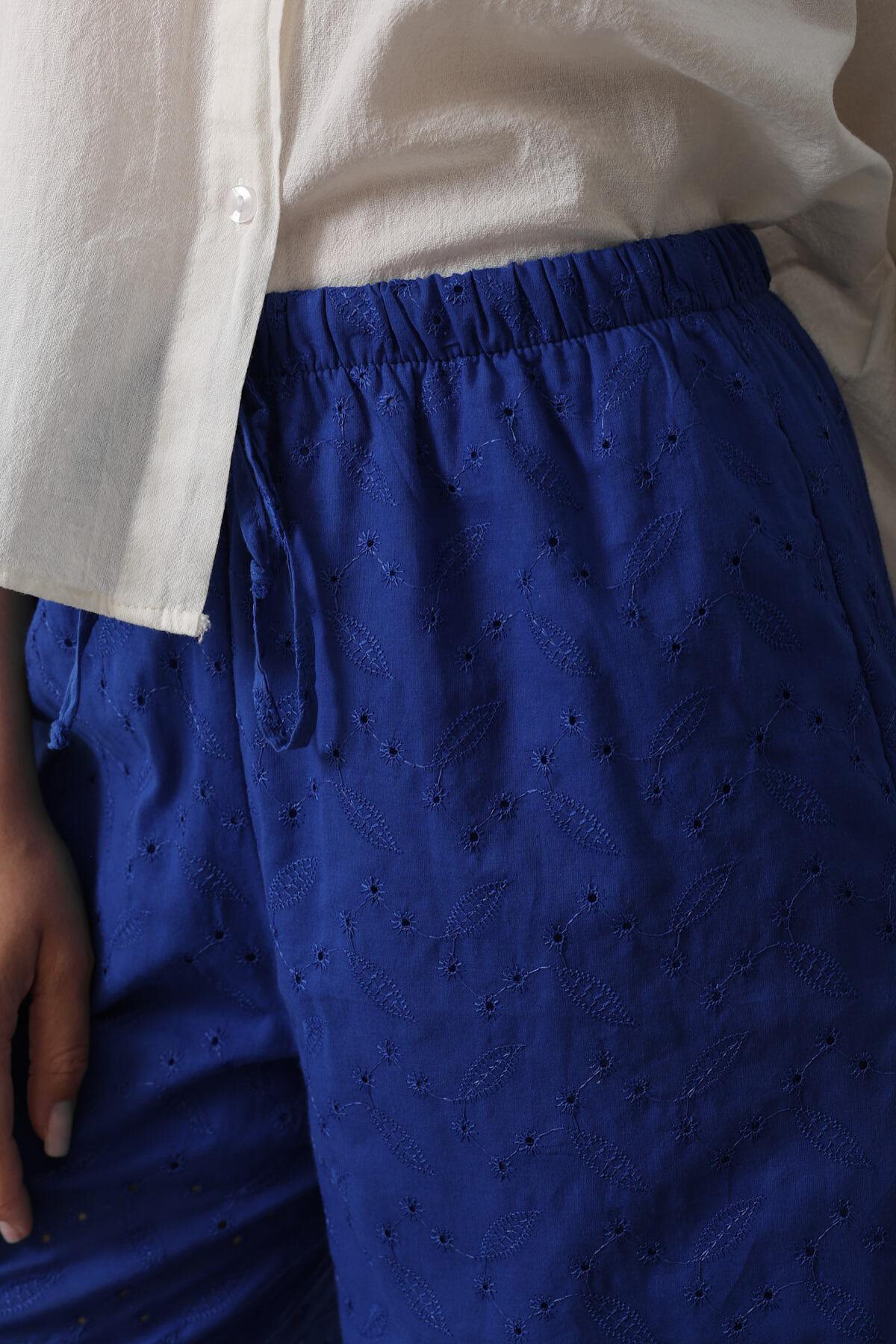 Saks Beli Bağlamalı Brode Pantolon