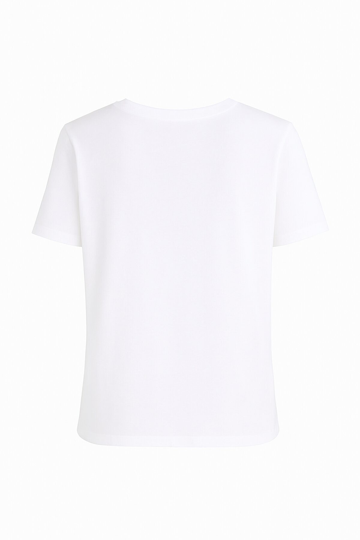 Beyaz Bisiklet Yaka Basic Kısa Kollu T-Shirt