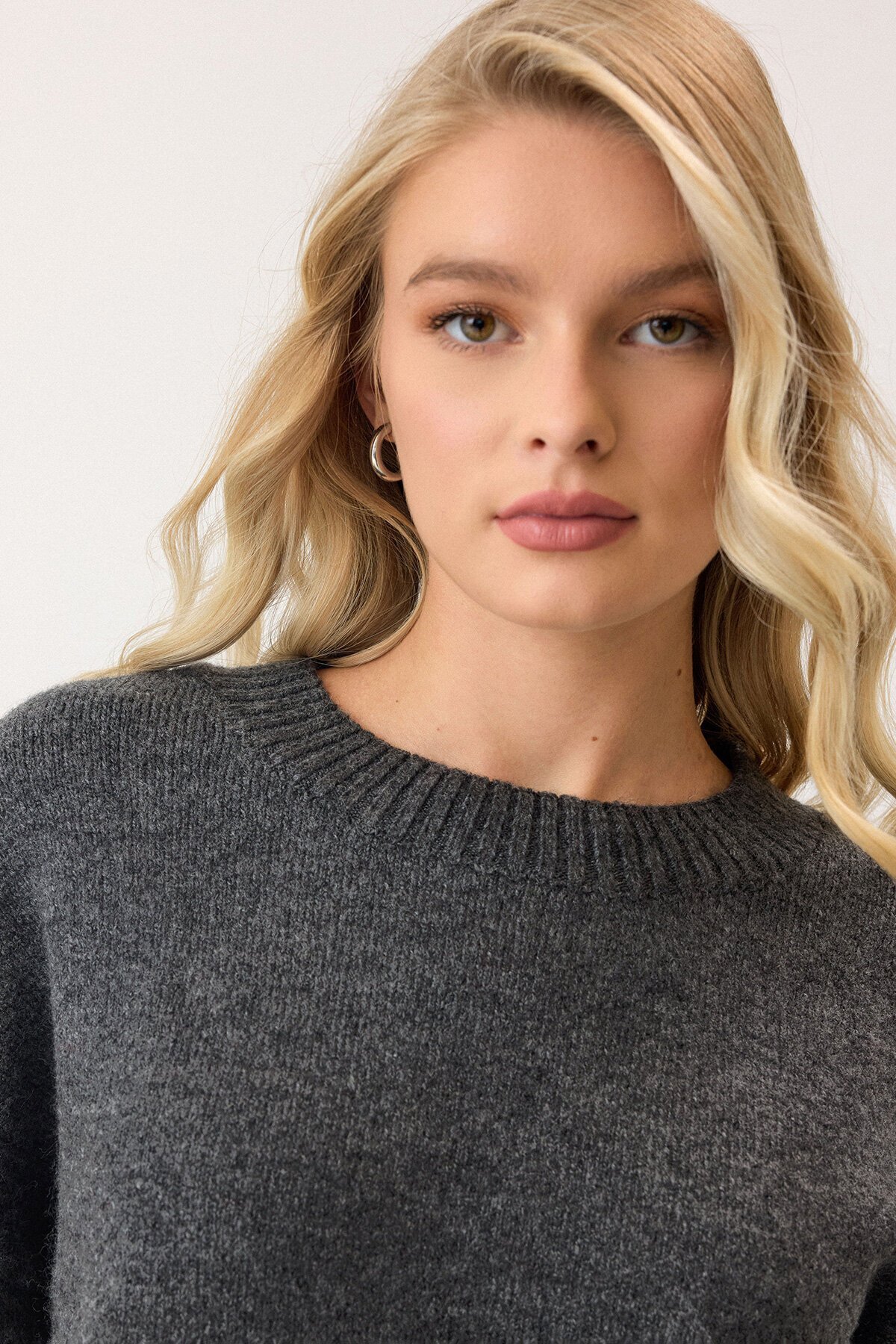 Antrasit Bisiklet Yaka Oversize Triko Kazak