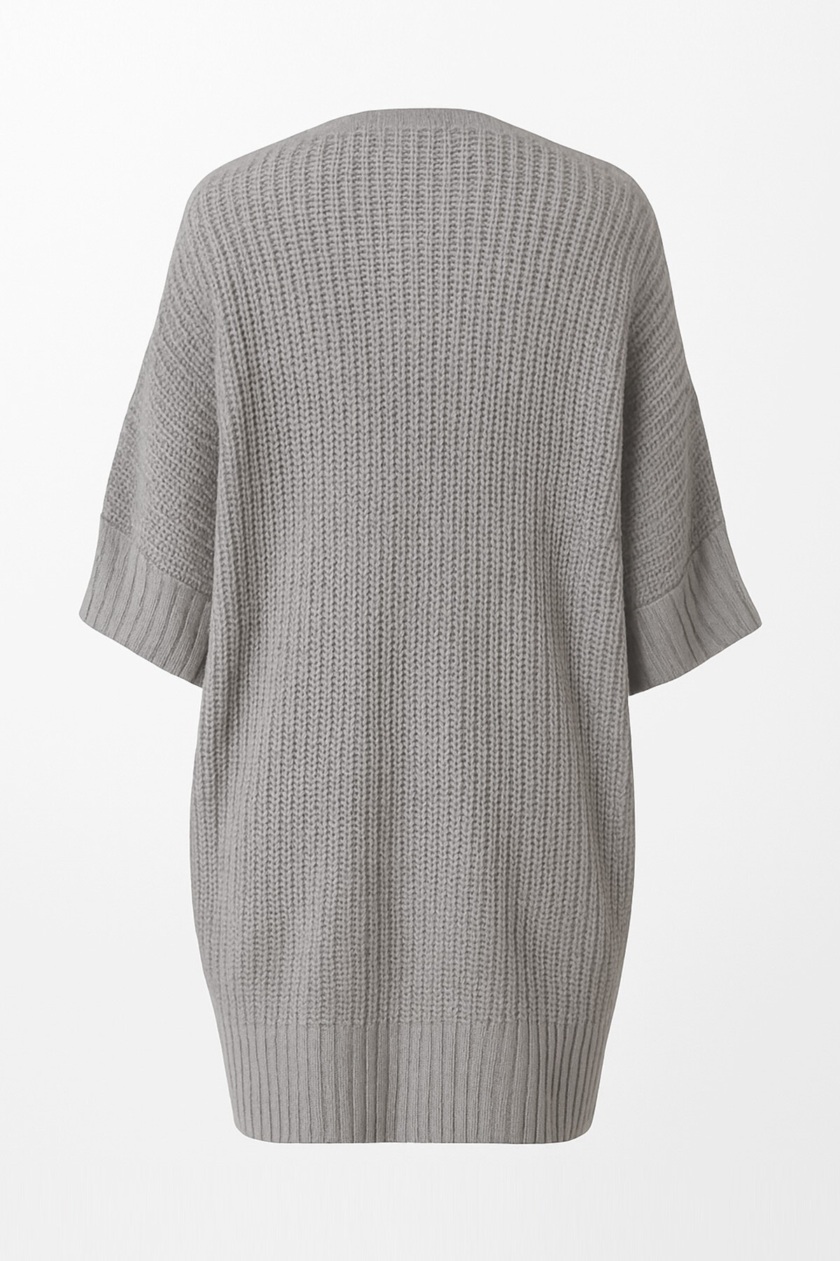 Gri Çift Cepli Oversize Triko Hırka