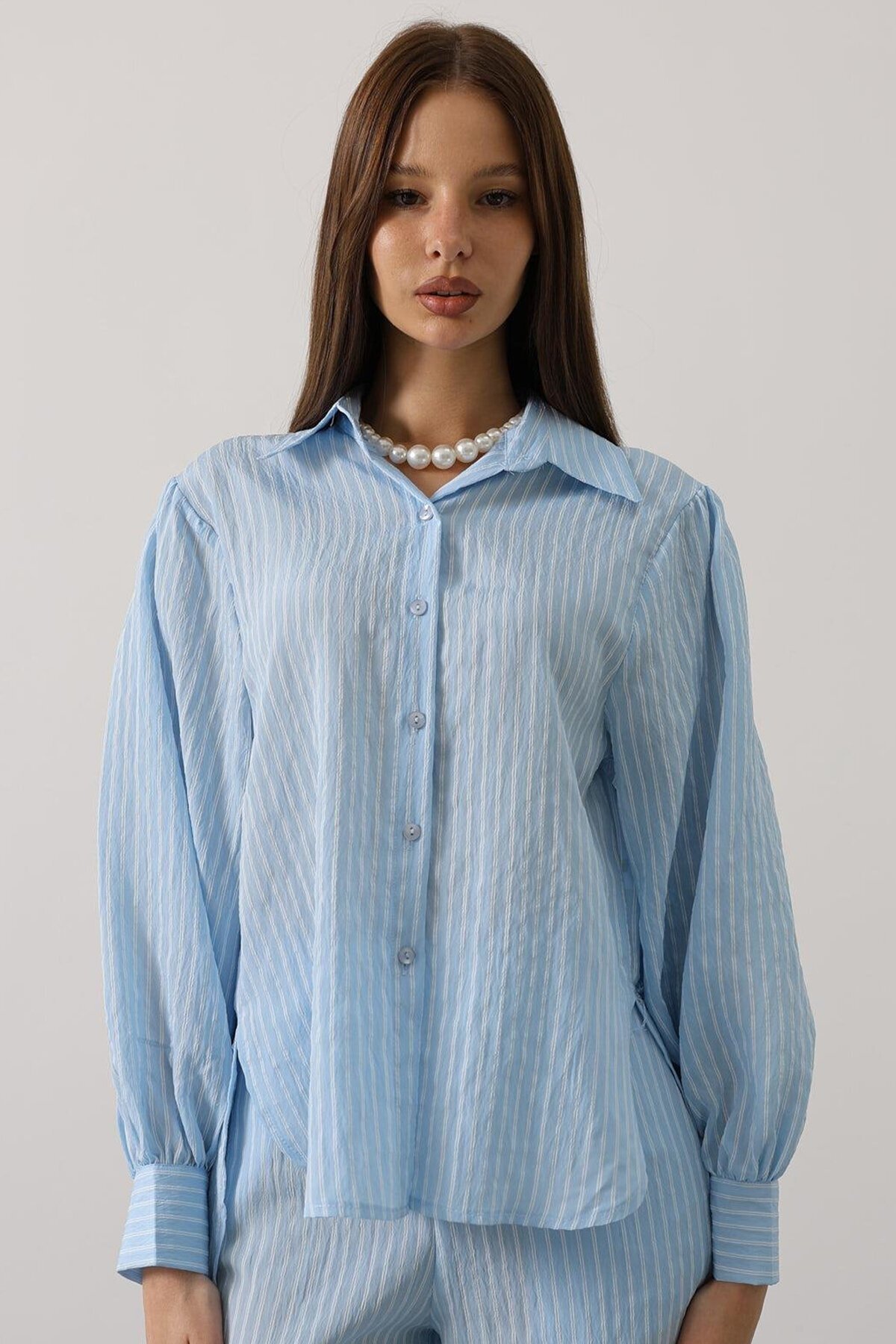 Mavi Çizgi Rahat Pantolon Takım