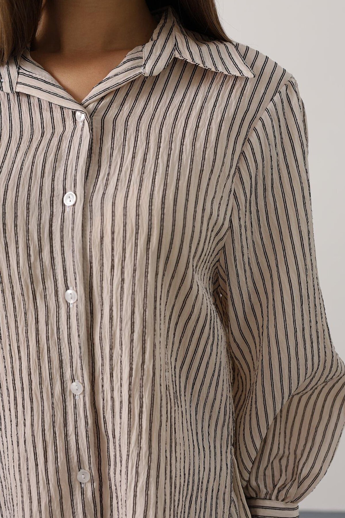 Beyaz Çizgi Rahat Pantolon Takım